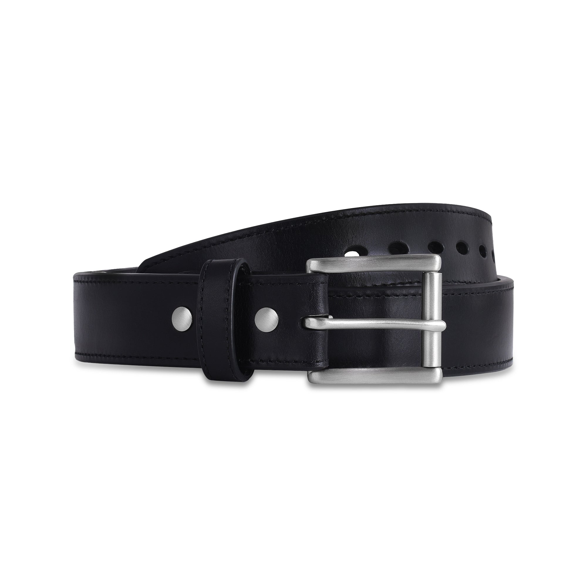 Men's Black Extra Thick Stitched Leather Belt