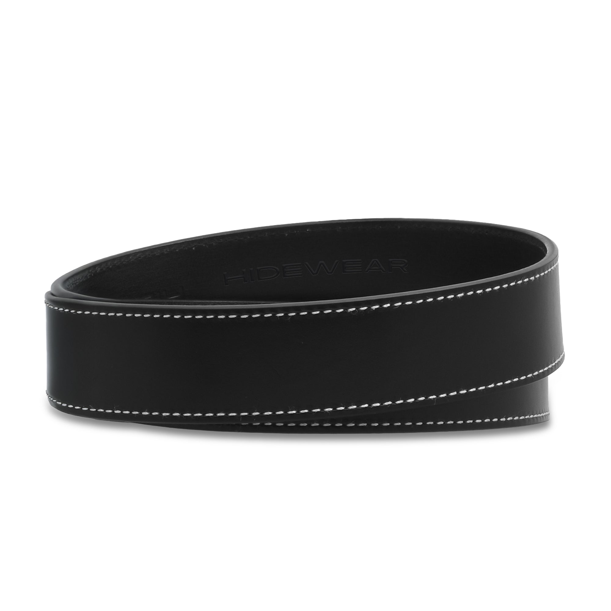 Men's White Stitched Leather Dress Belt