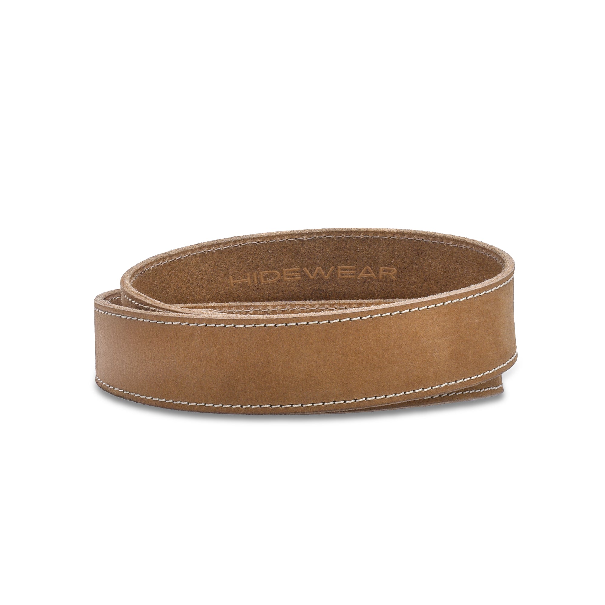Men's Tan Suede Stitched Belt