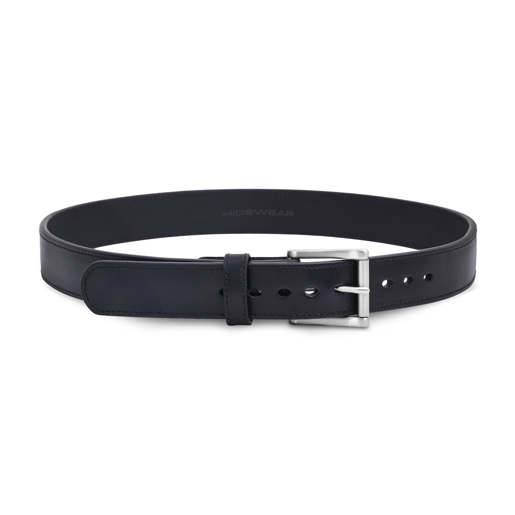 Men's Black Steel Core Stitched Leather Belt