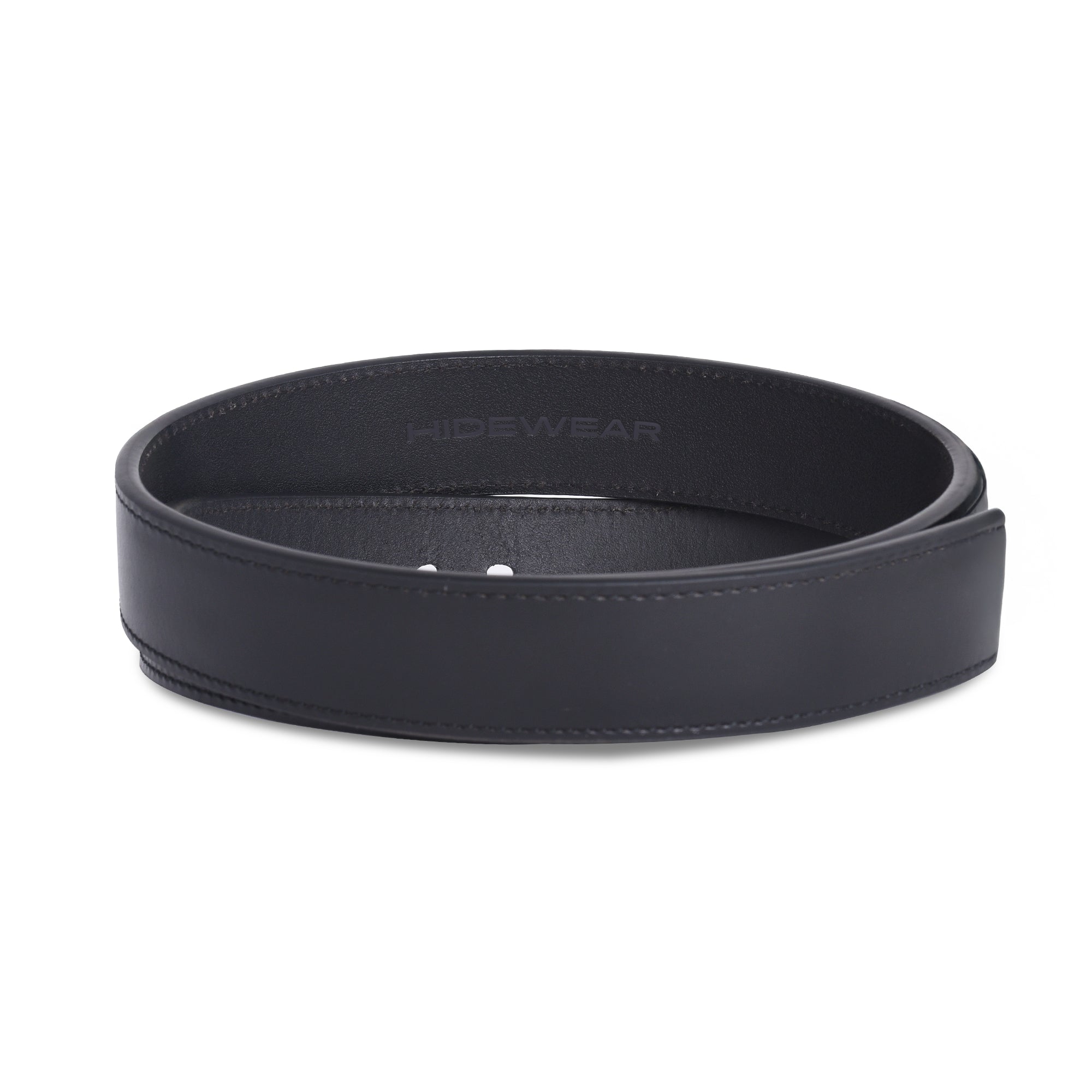 Men's Black Steel Core Stitched Leather Belt