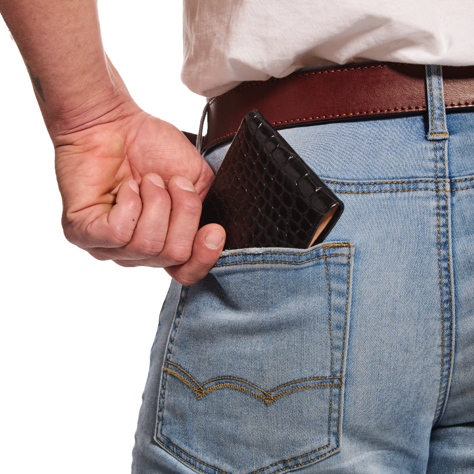 Men's Italian Croc Bifold Wallet