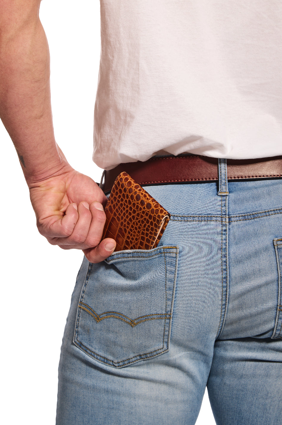 Men's Italian Croc Bifold Wallet