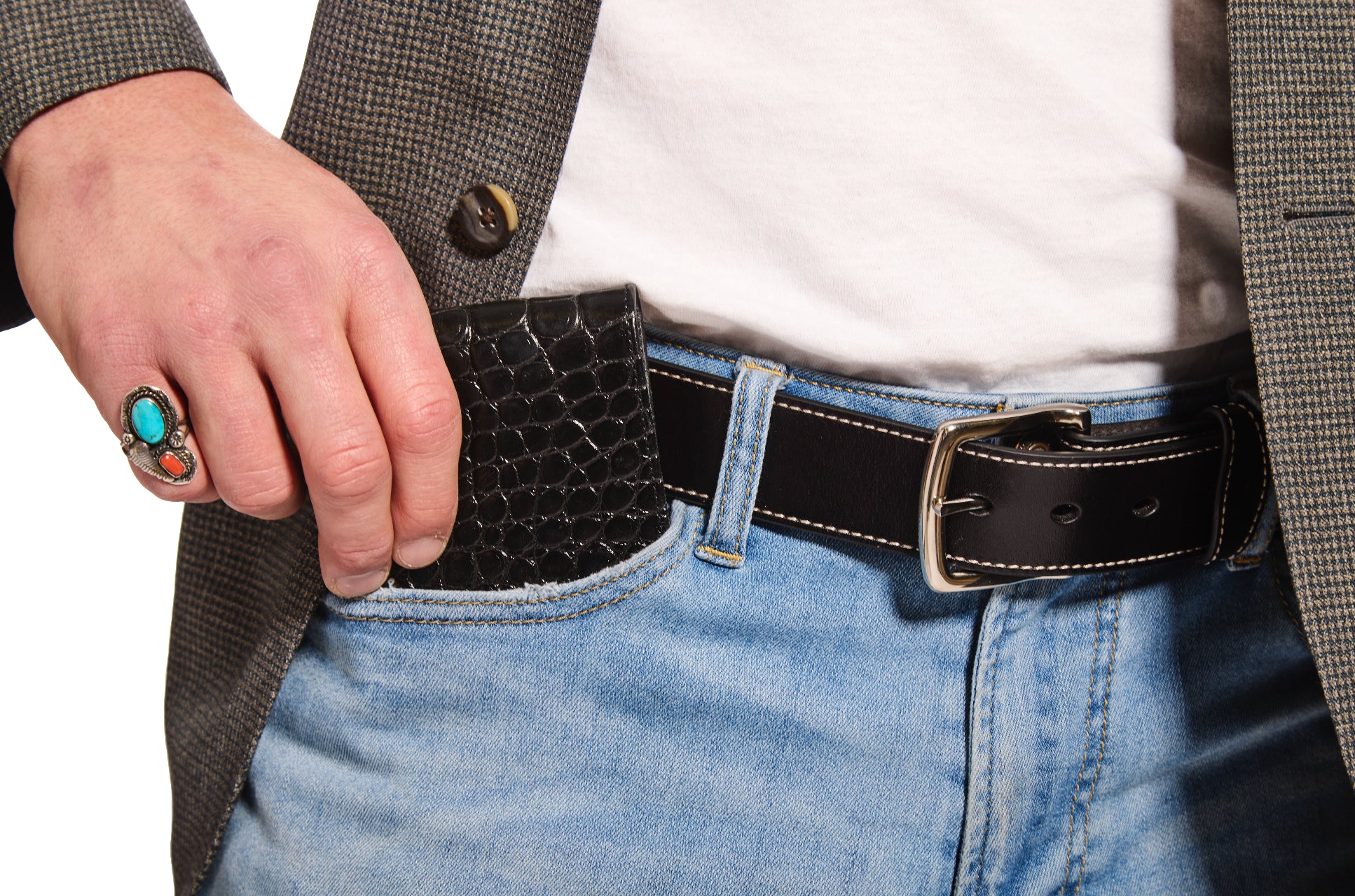 Men's Italian Croc Bifold Wallet