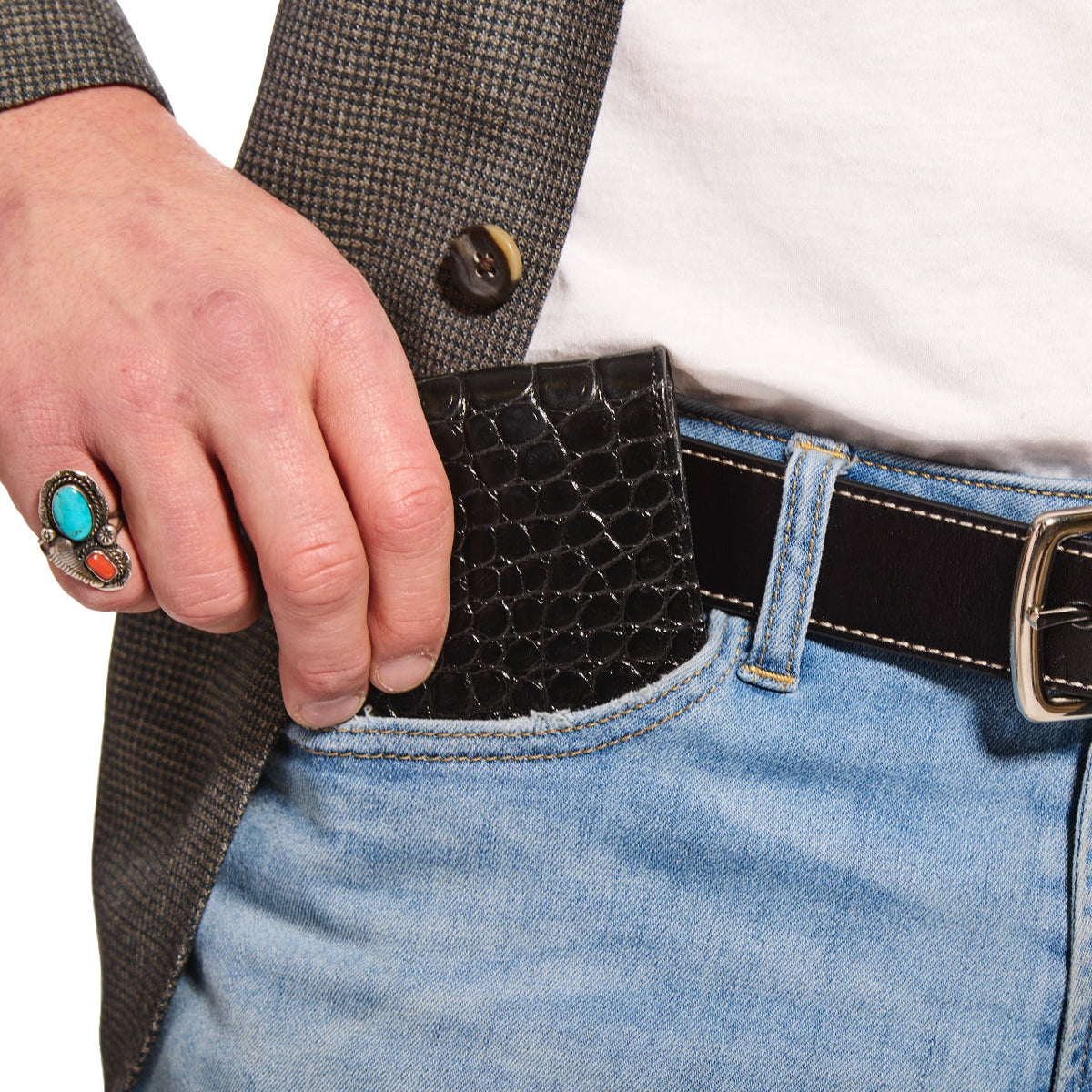 Men's Italian Croc Bifold Wallet