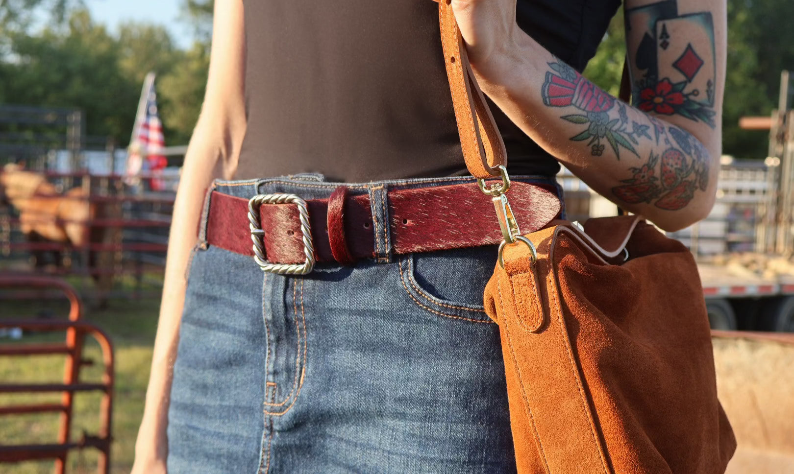 Women's Merlot Italian Pony Hair Belt
