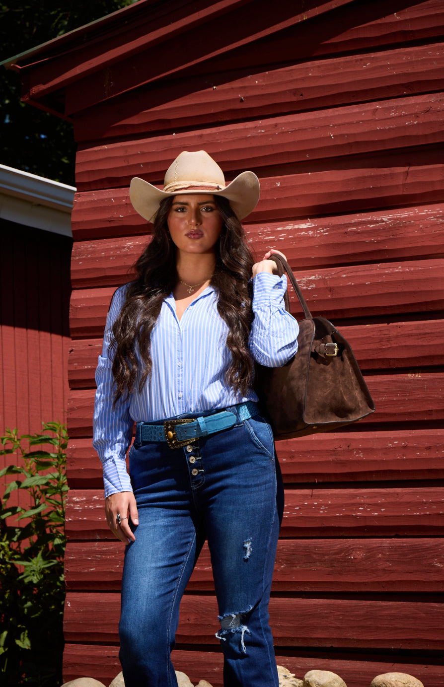 Women's Tigers Eye Italian Crocodile Belt
