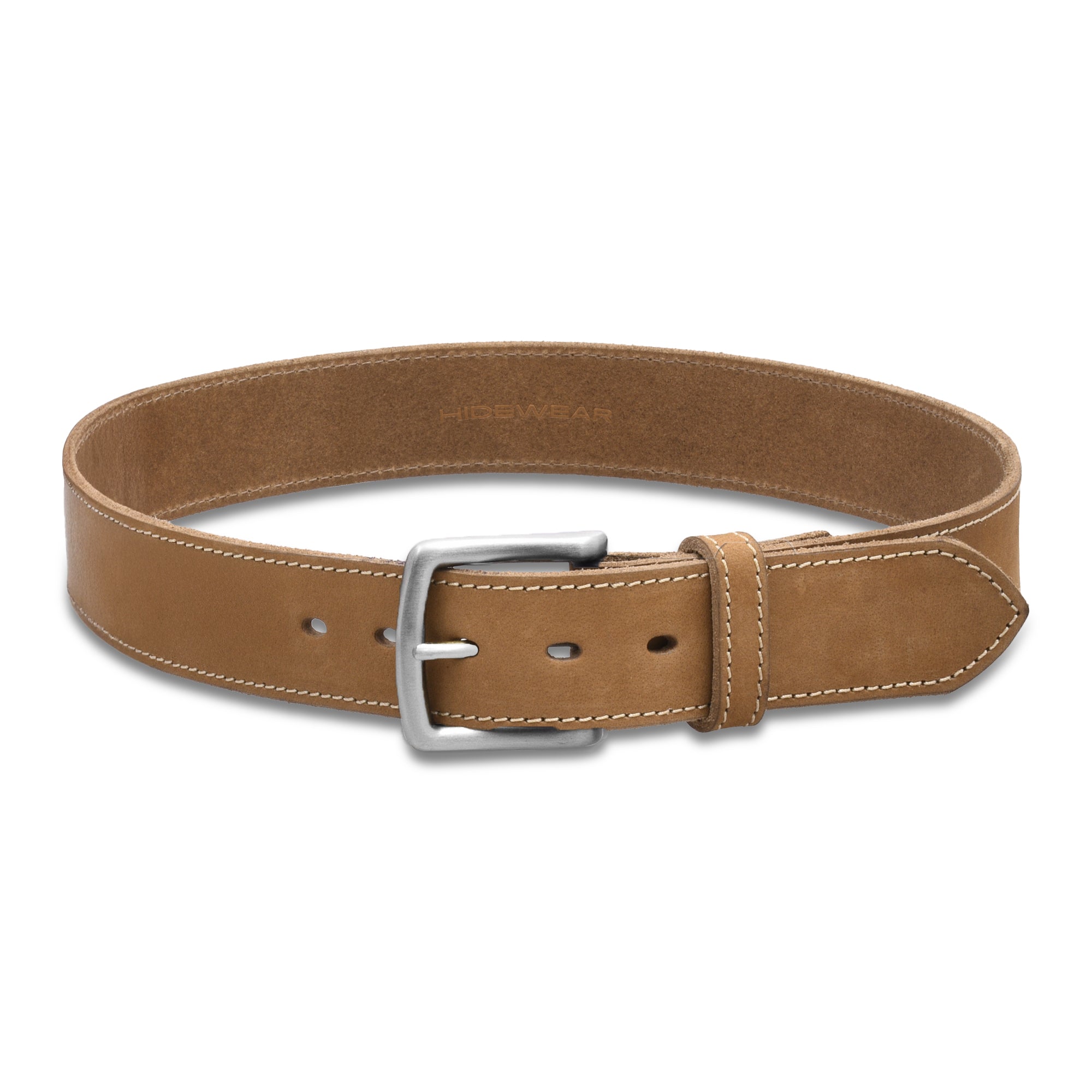 Men's Tan Suede Stitched Belt