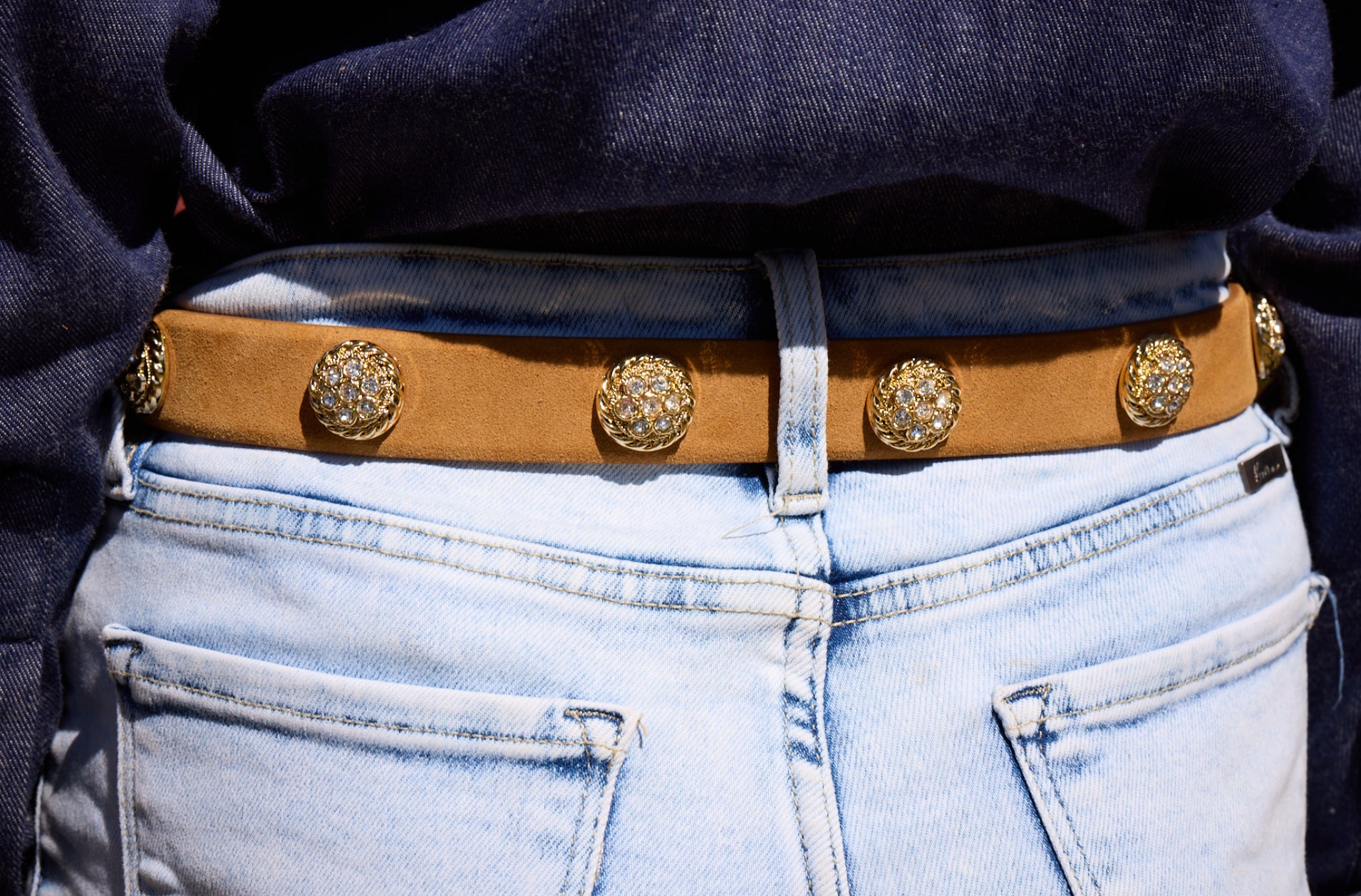 Women's Sparkle Jewel Italian Suede Belt