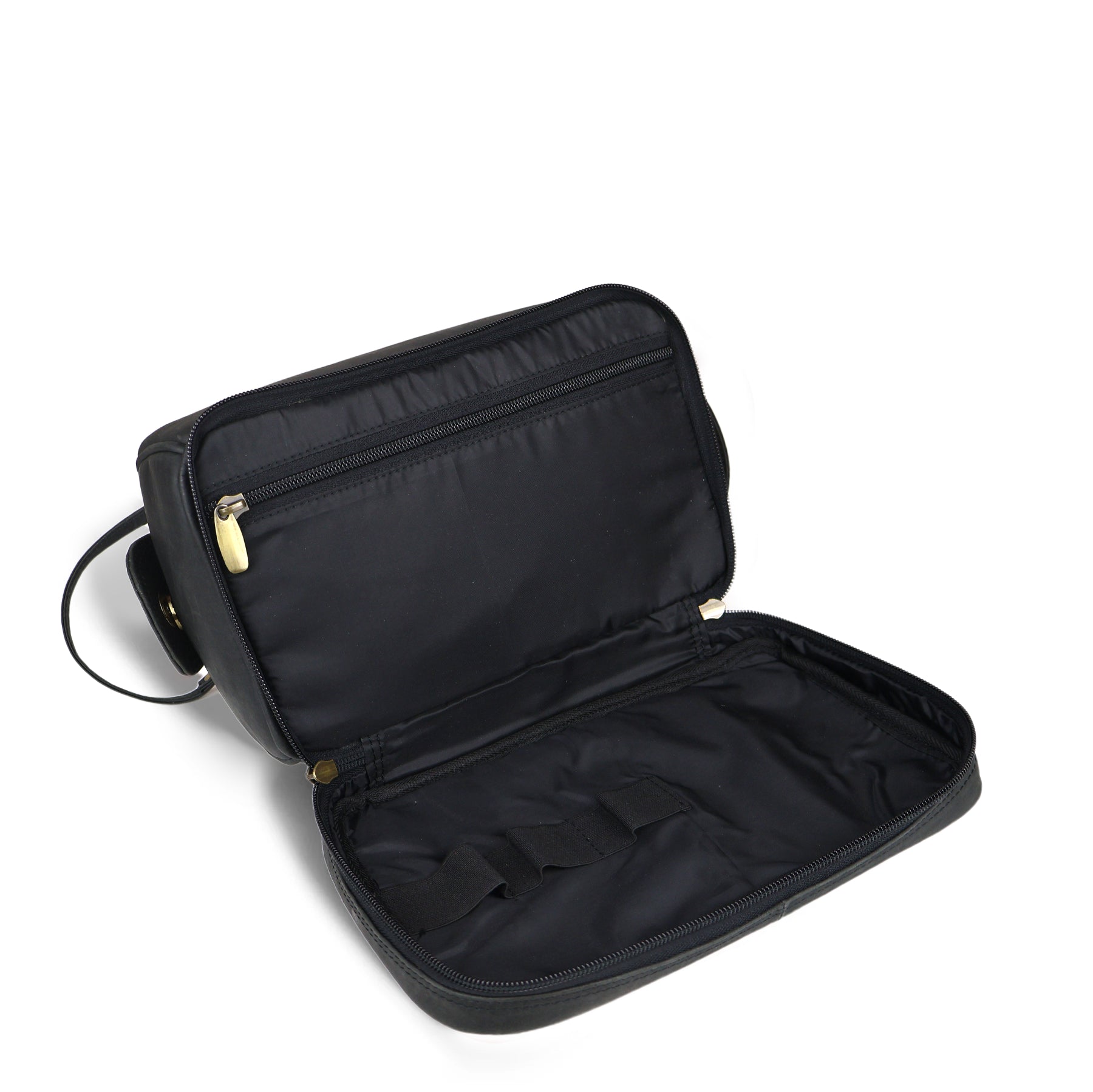 Men's Black Leather Toiletry Bag & Wallet Gift Set