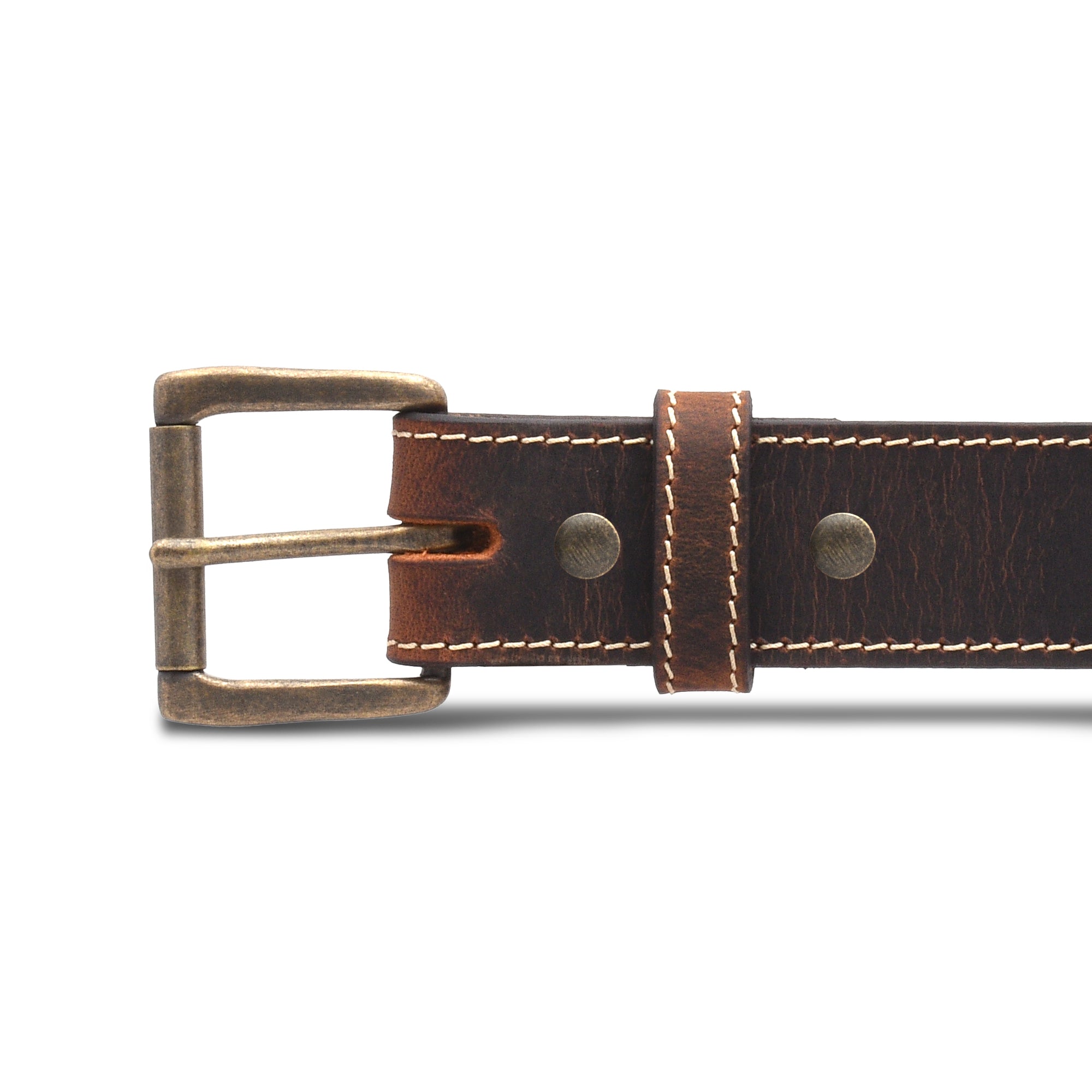 Distressed Steel Core Stitched Belt