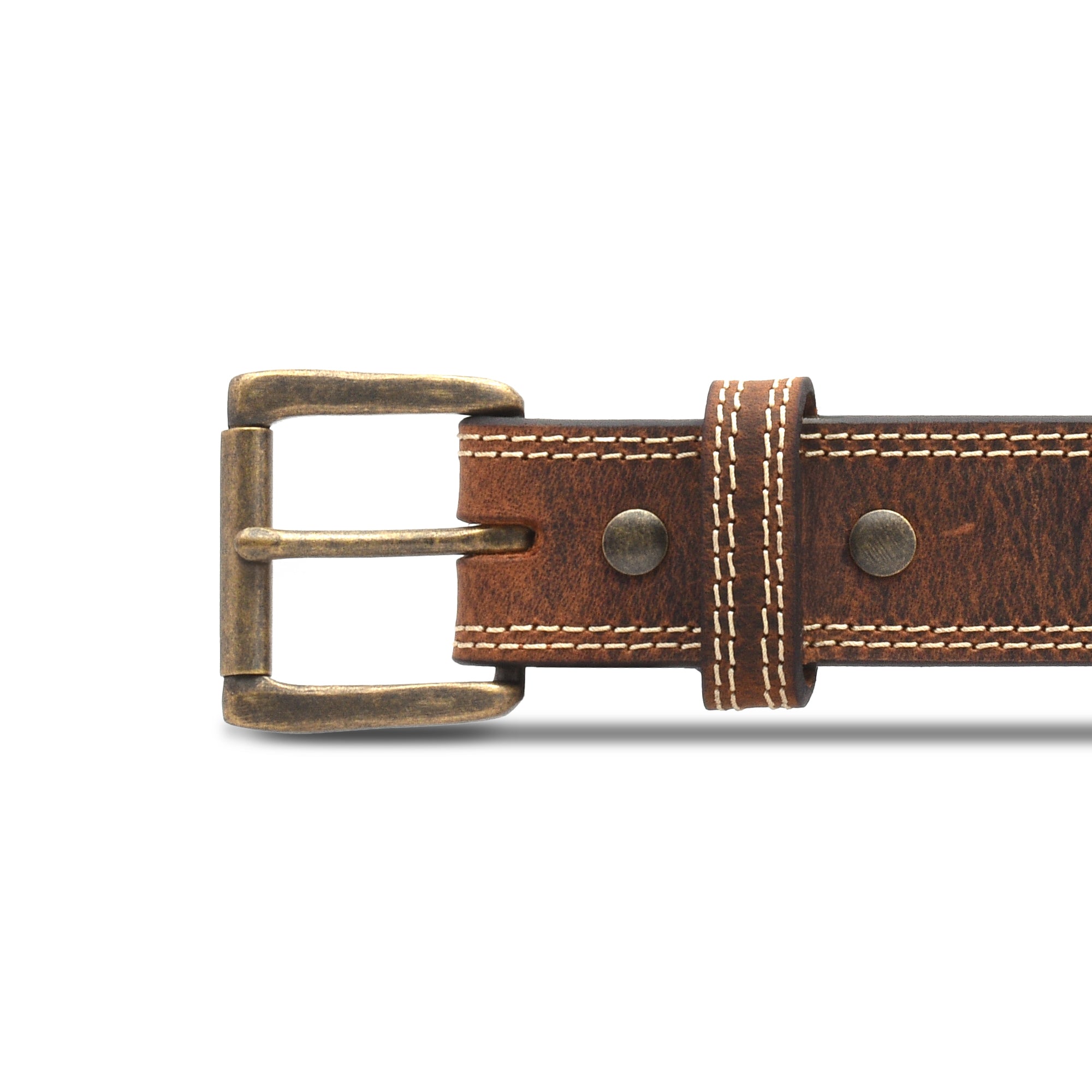 Distressed Steel Core Double Stitched Belt