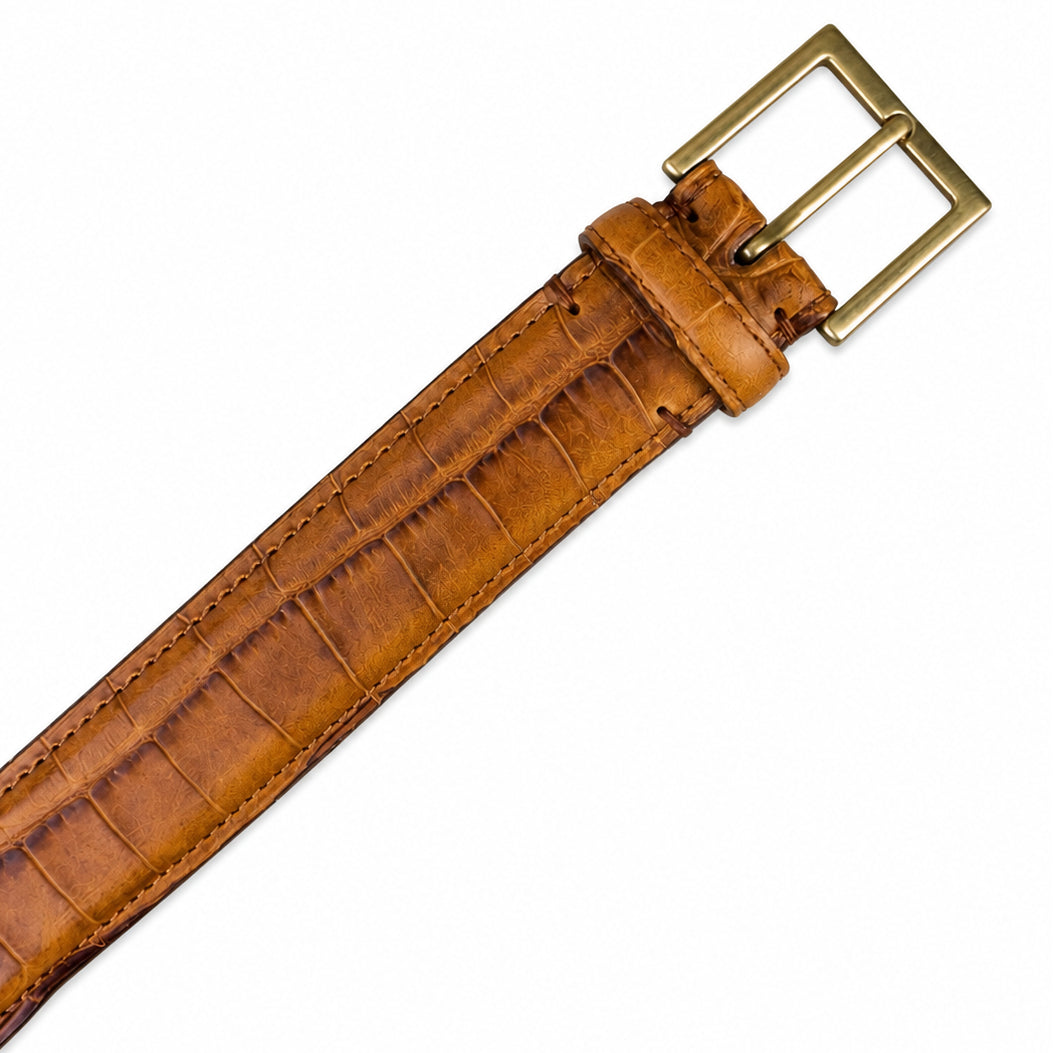 Crocodile Golf Belt with Gold Buckle