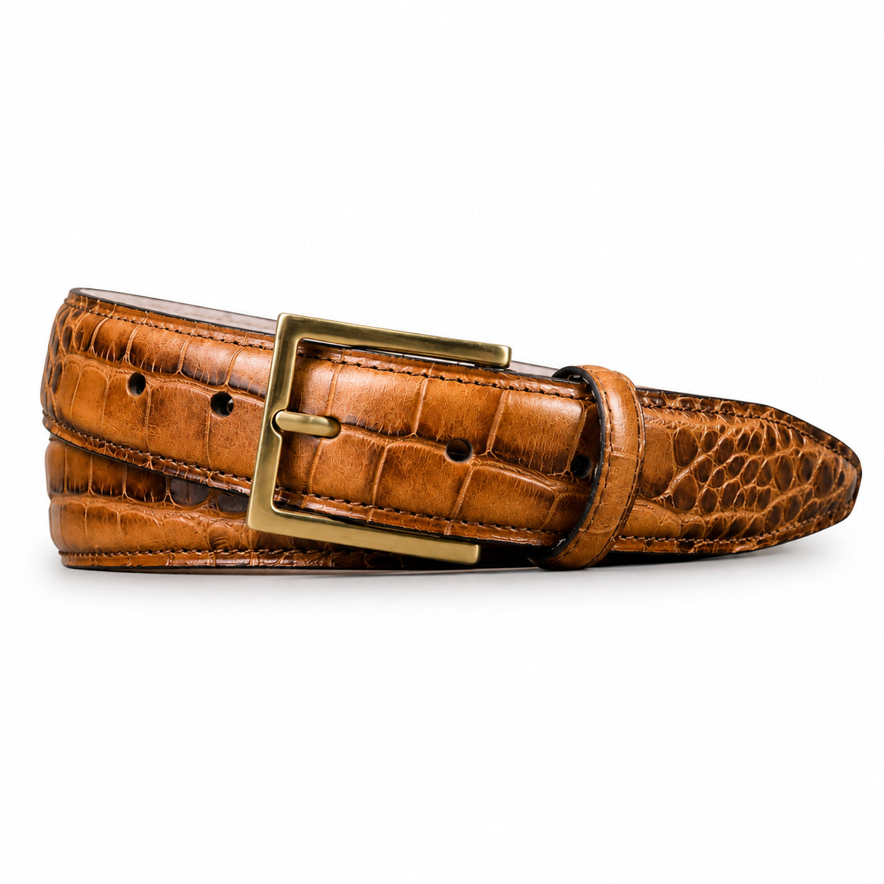 Crocodile Golf Belt with Gold Buckle