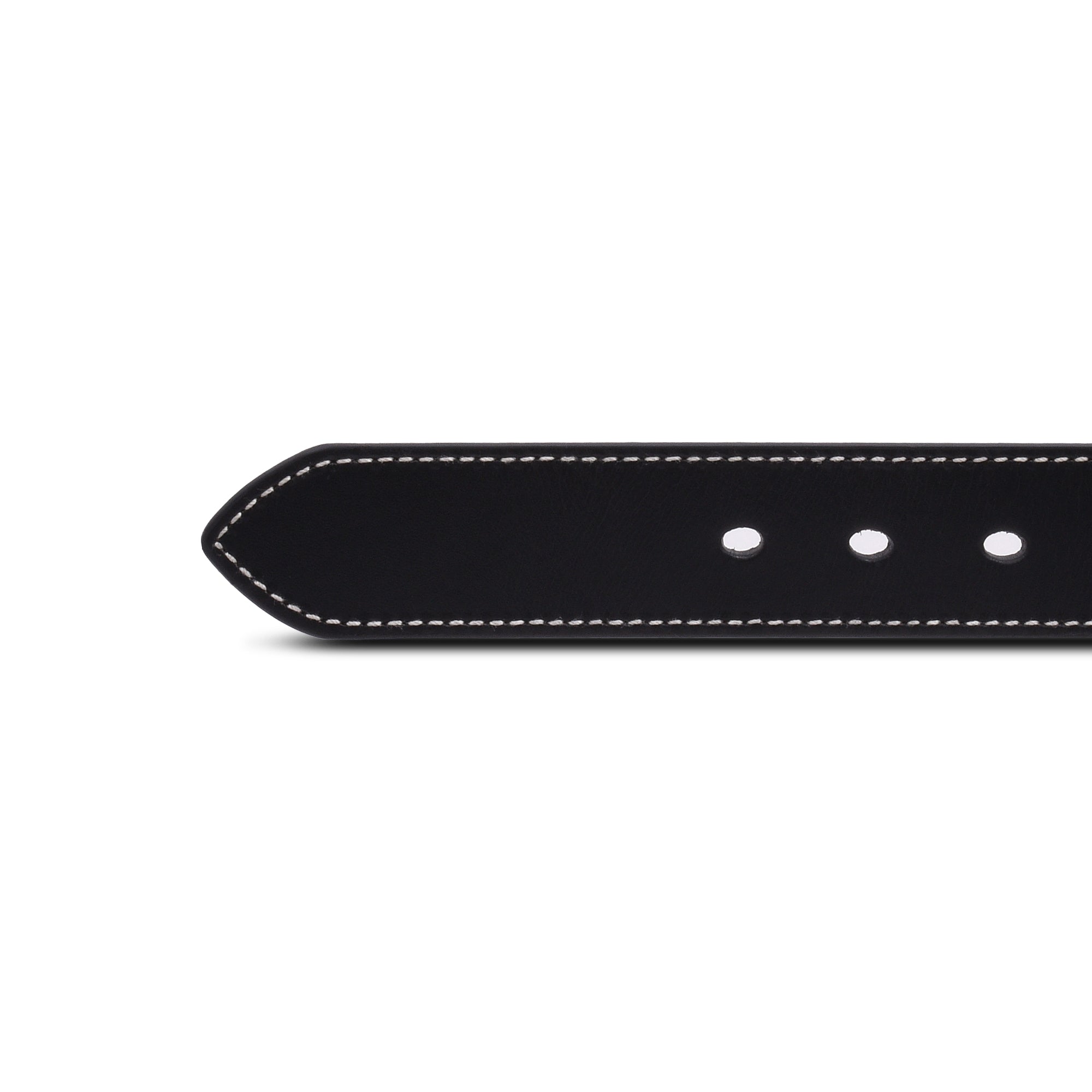 Men's White Stitched Leather Dress Belt