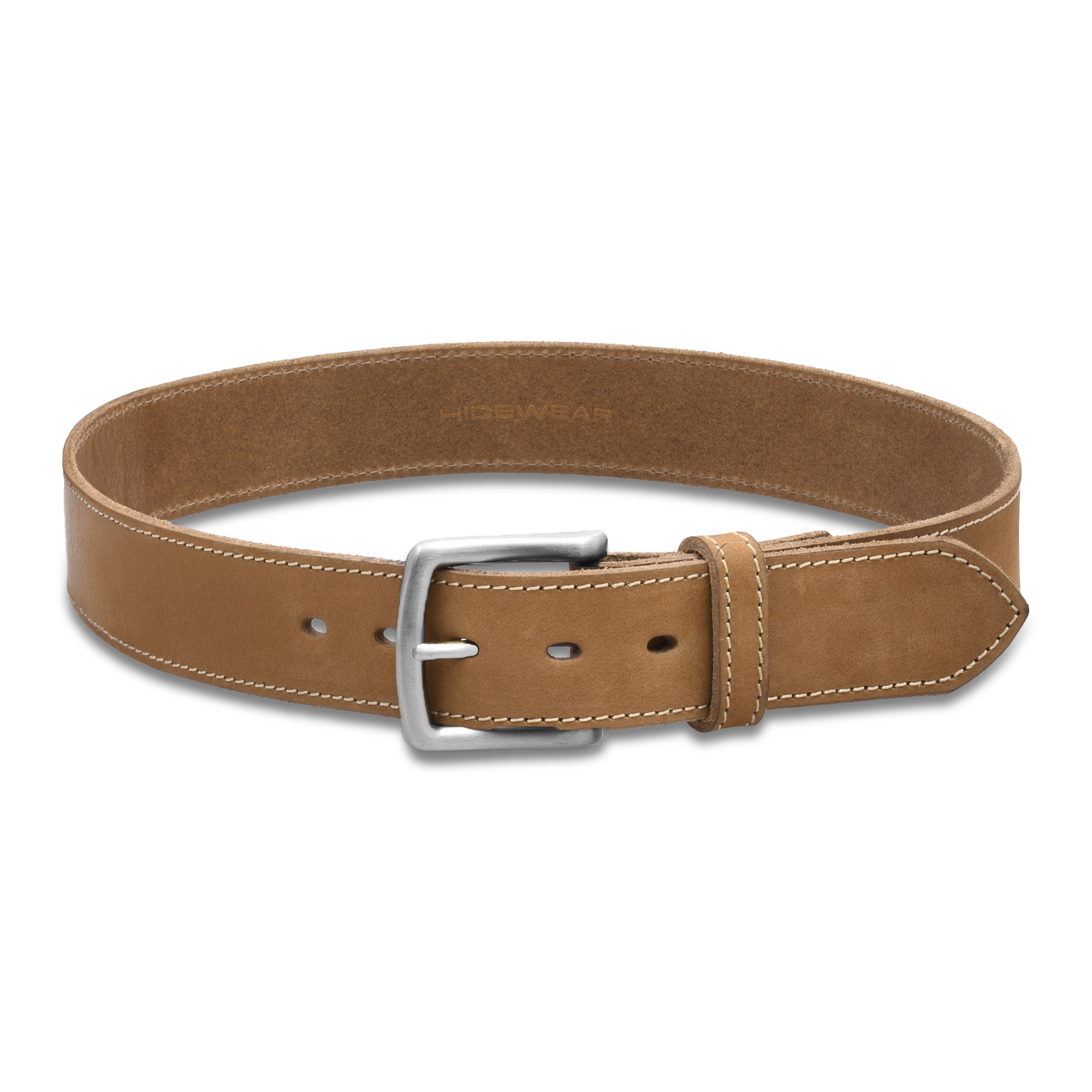 Men's Tan Suede Stitched Belt