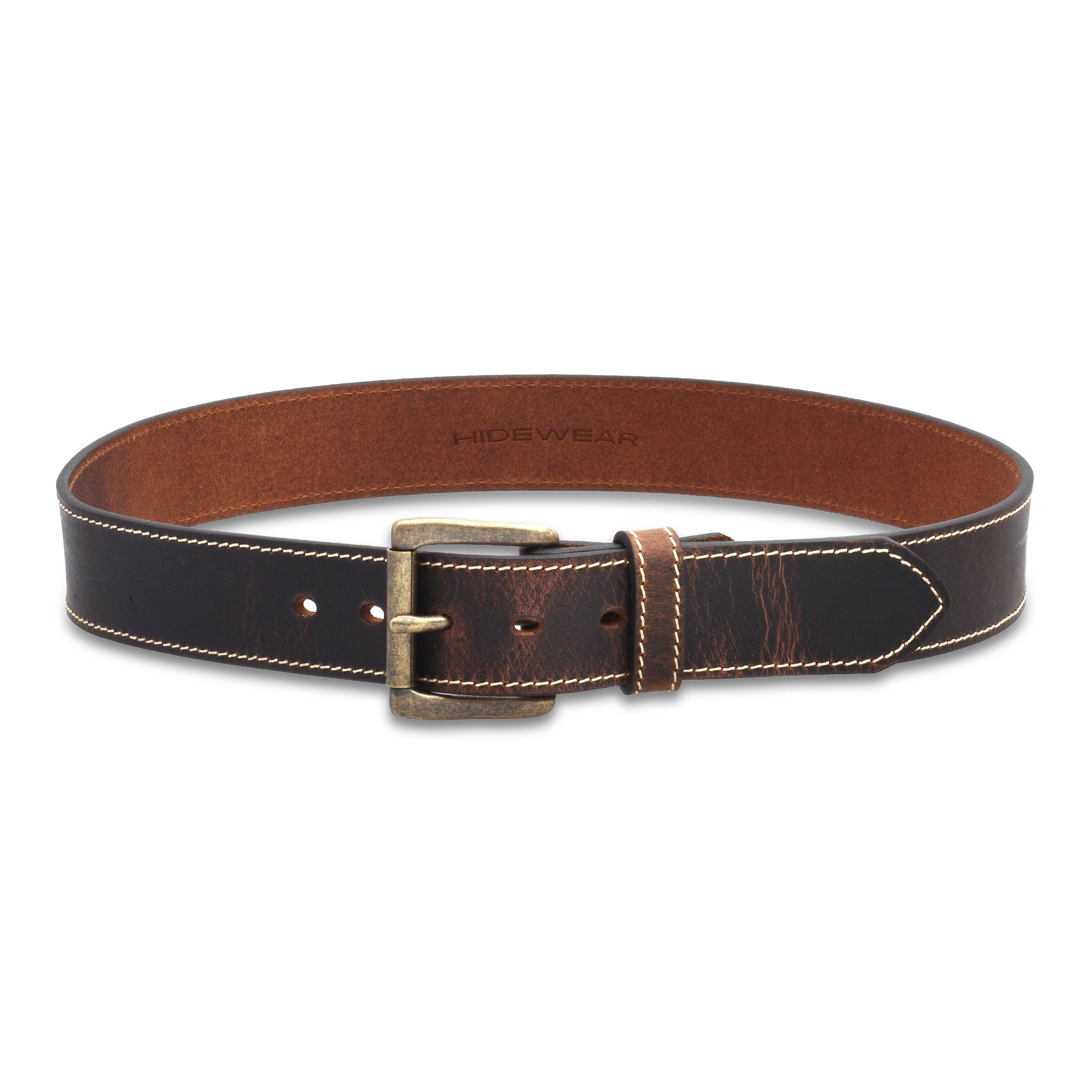Distressed Steel Core Stitched Belt