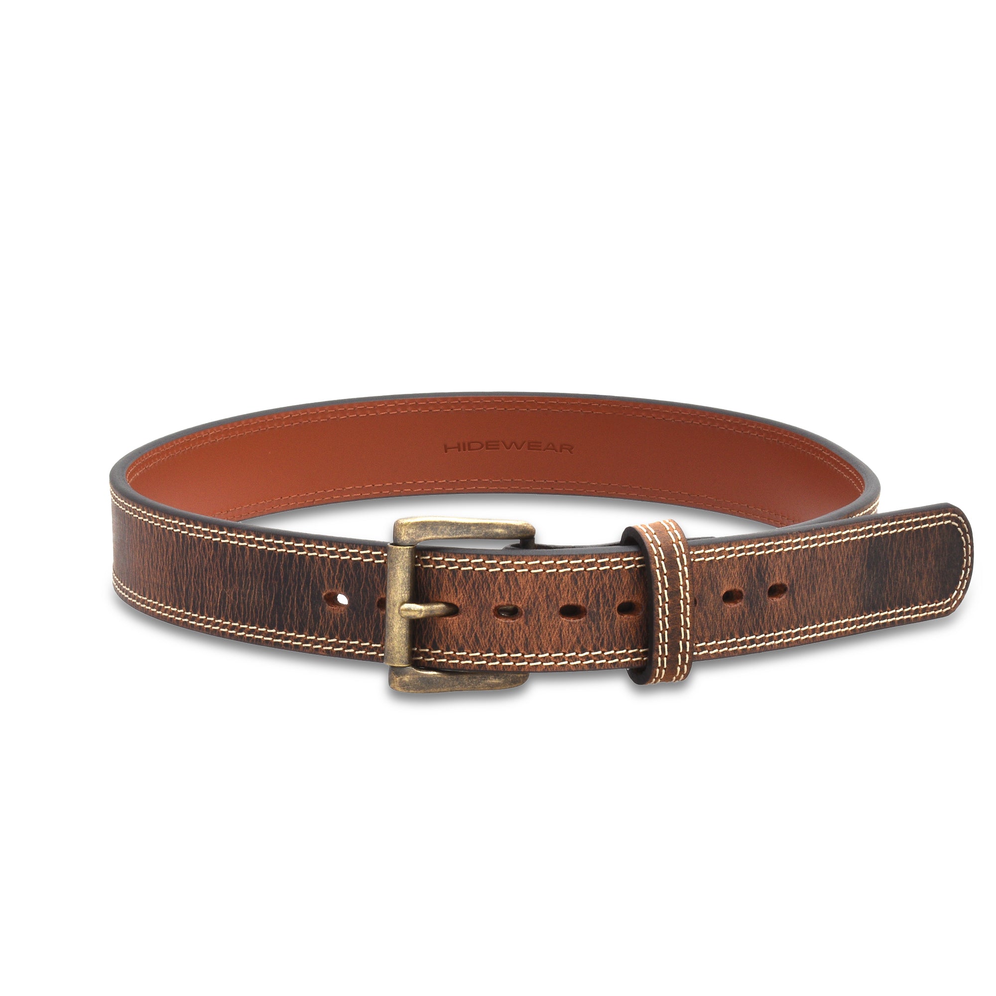 Distressed Steel Core Double Stitched Belt