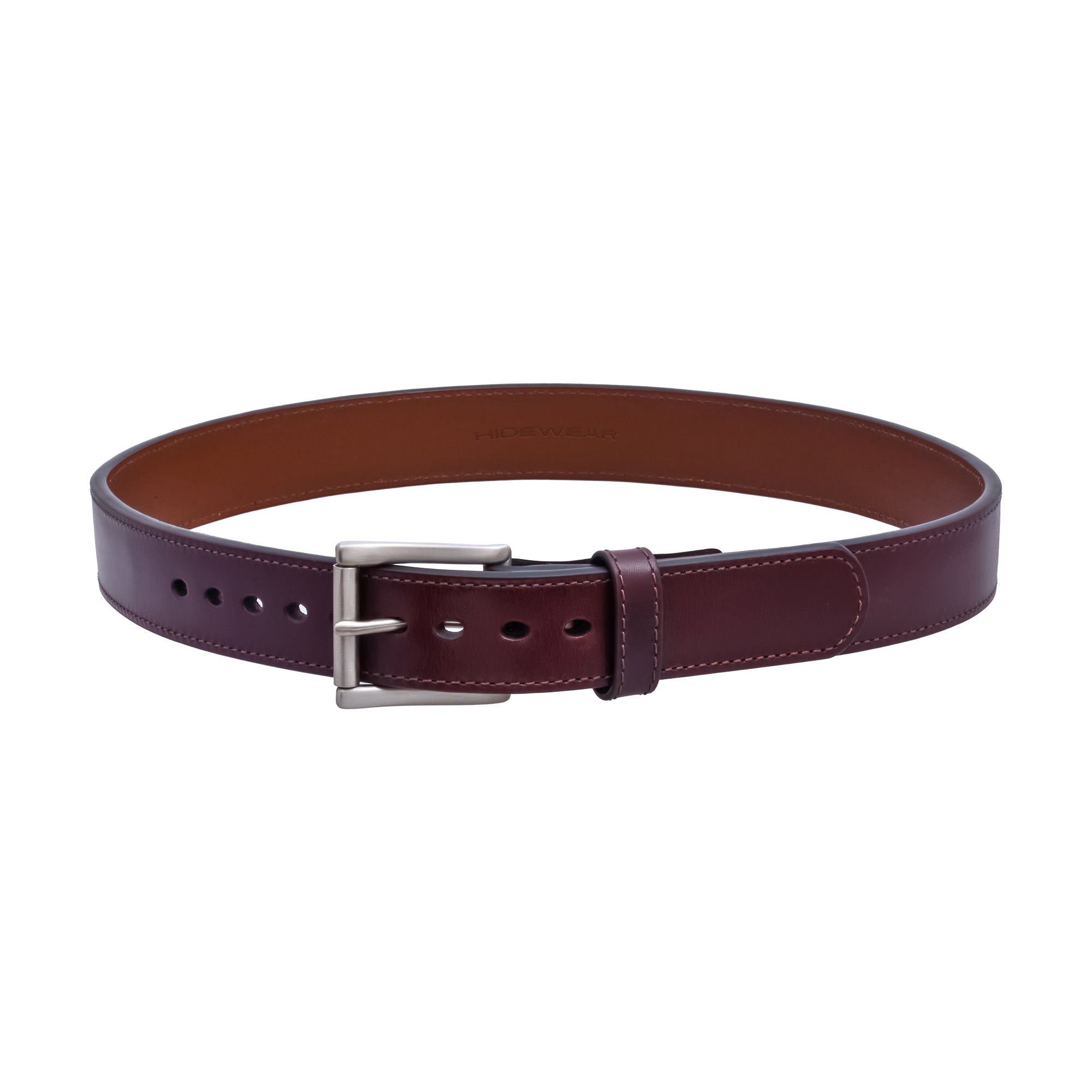 Men's Black Steel Core Stitched Leather Belt