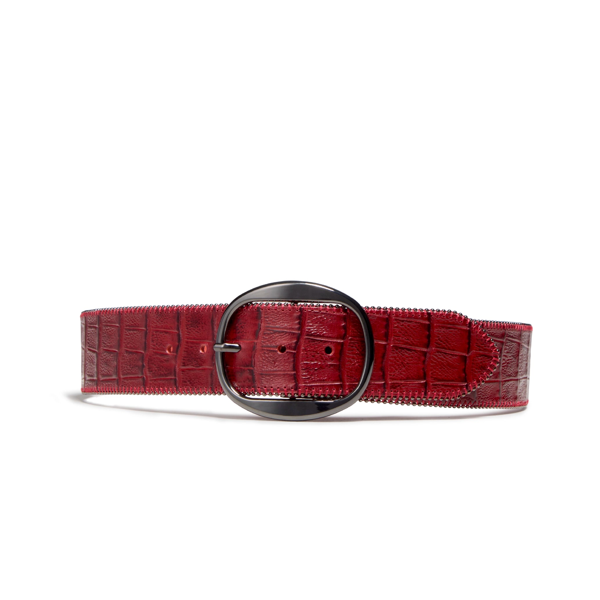Women's Wide Zip Up Italian Crocodile Belt