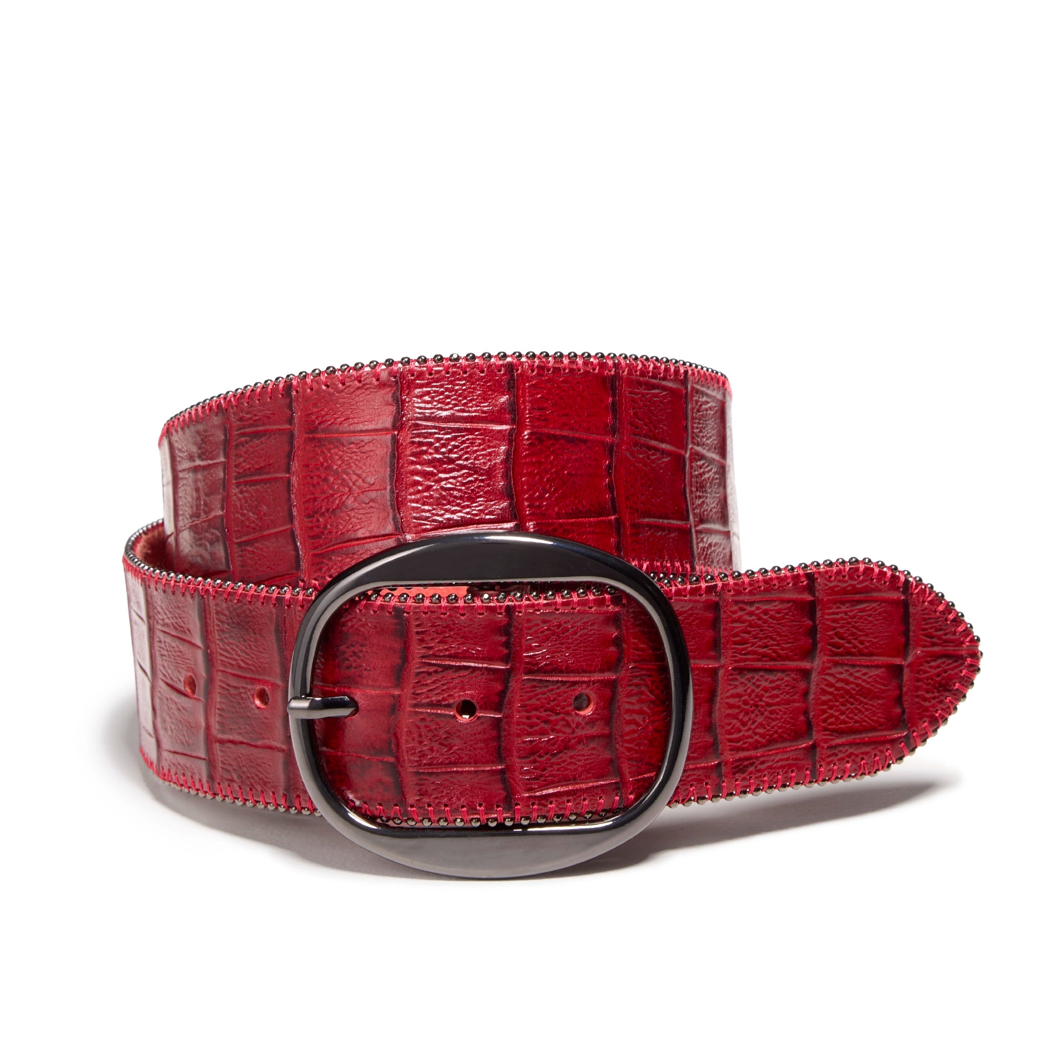 Women's Wide Zip Up Italian Crocodile Belt