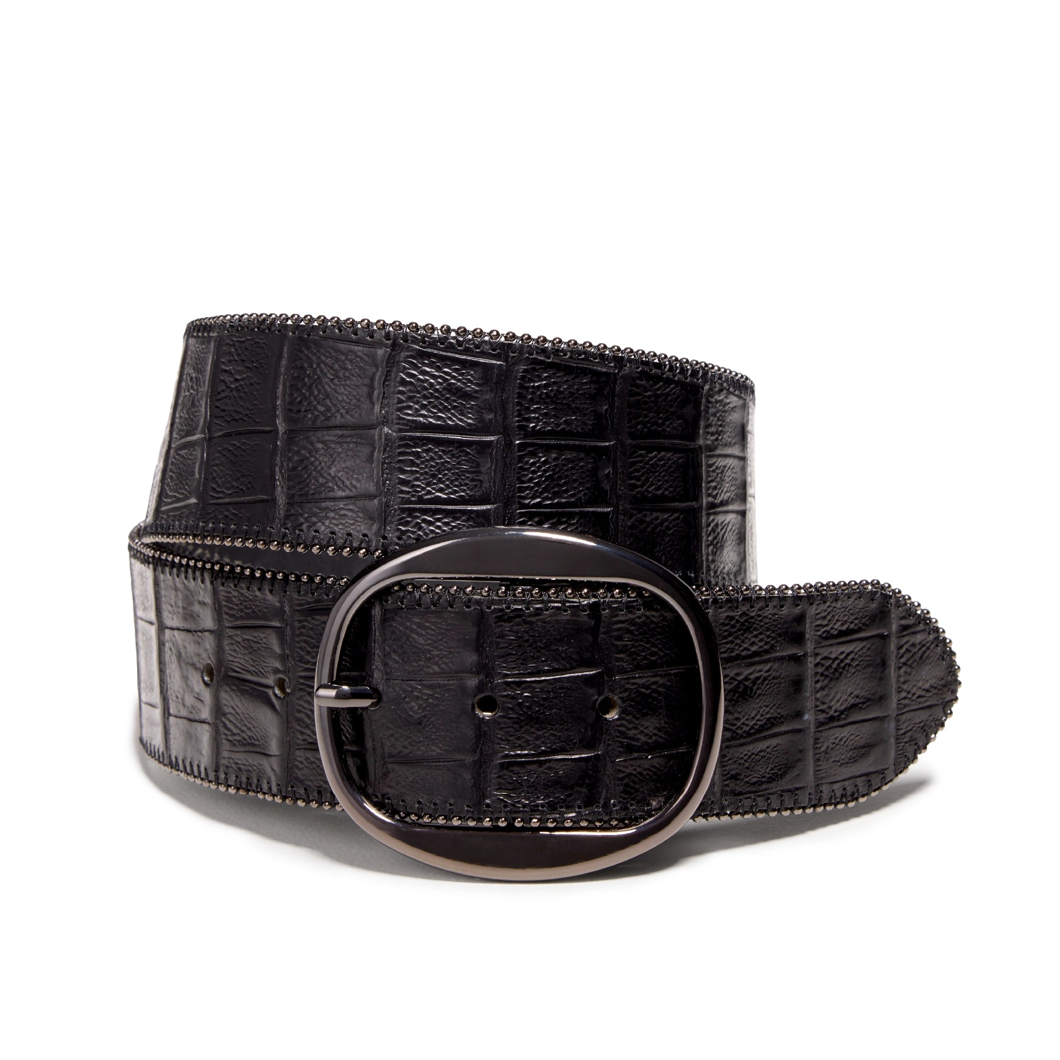 Women's Wide Zip Up Italian Crocodile Belt