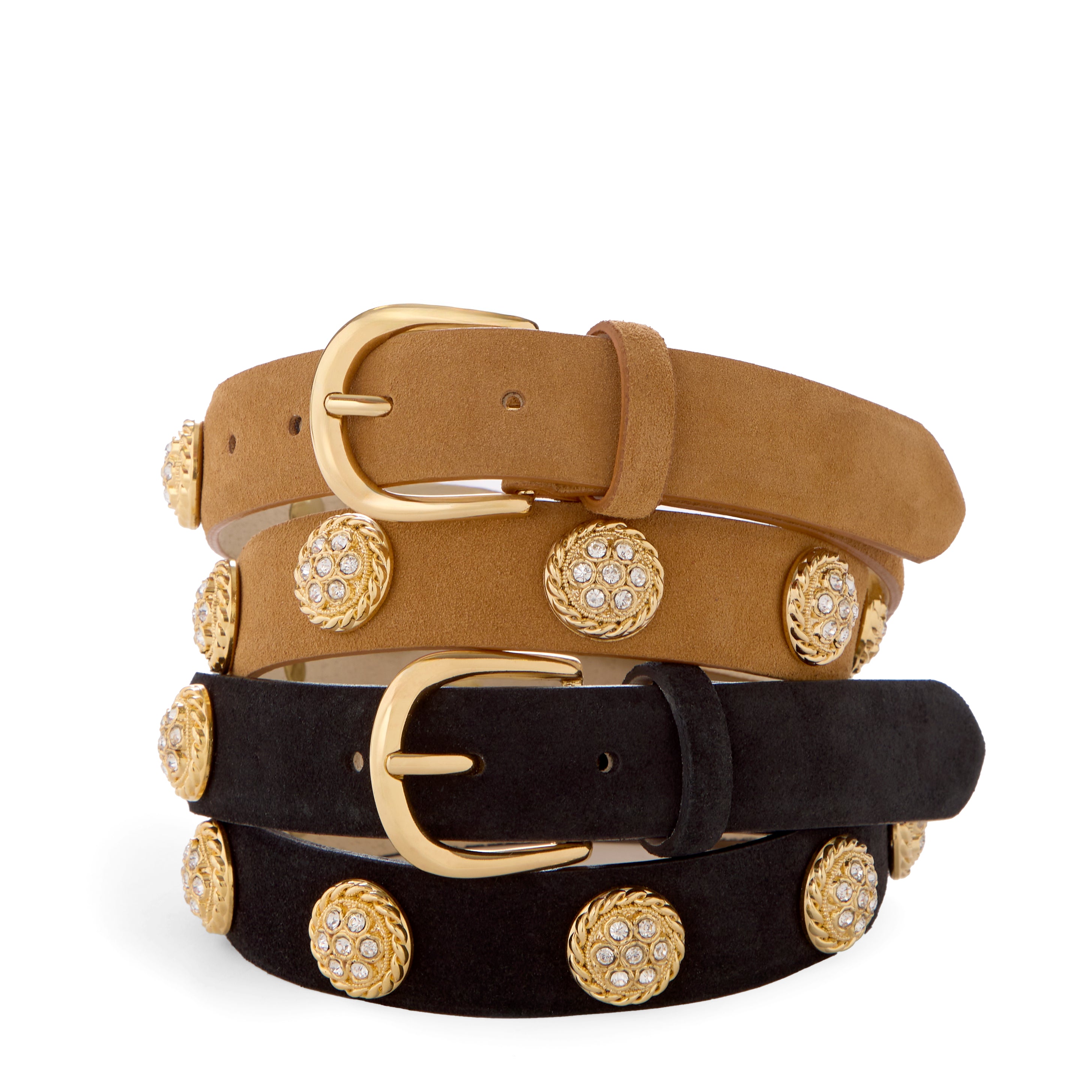 Women's Sparkle Jewel Italian Suede Belt
