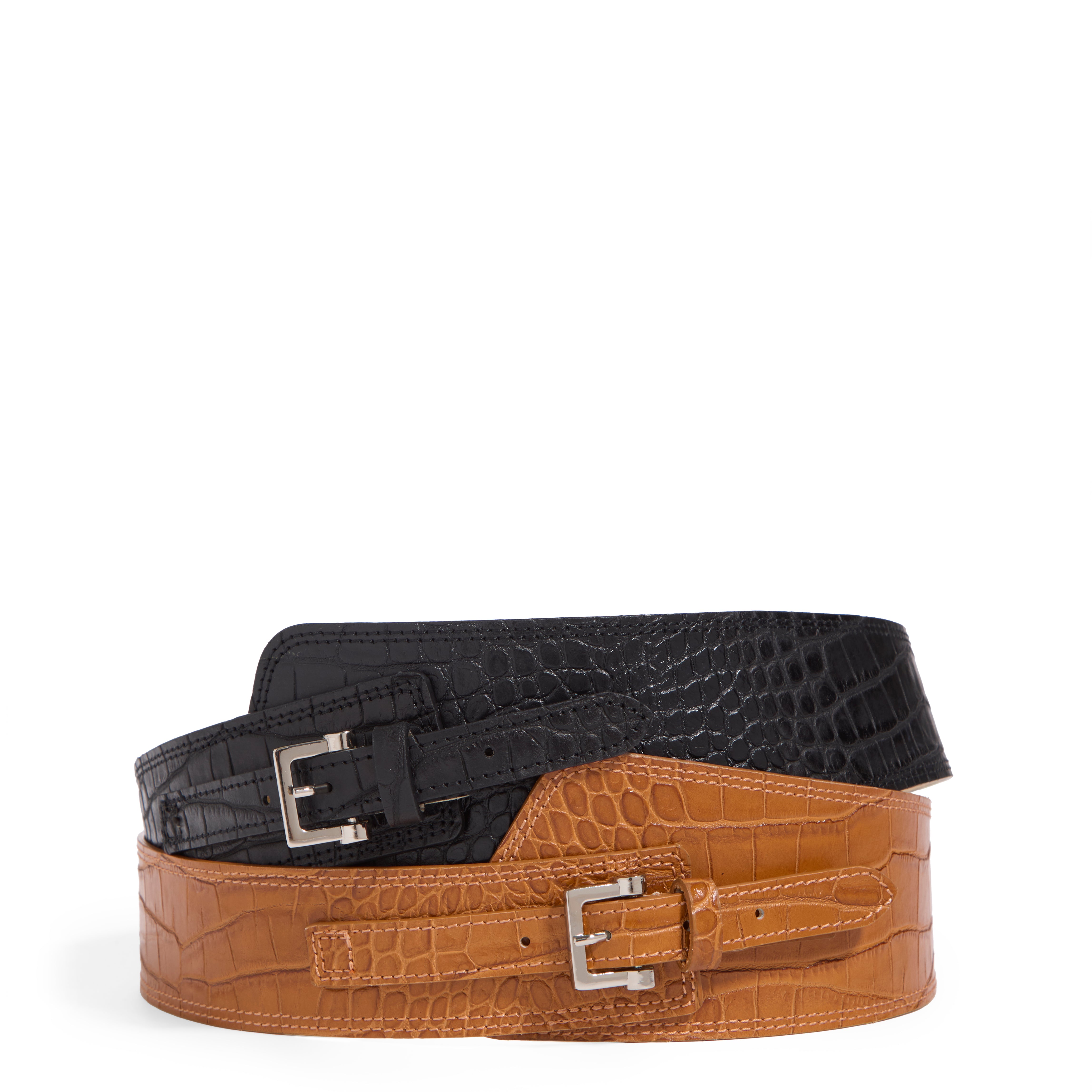 Women's Mary Kate Italian High Waist Crocodile Belt