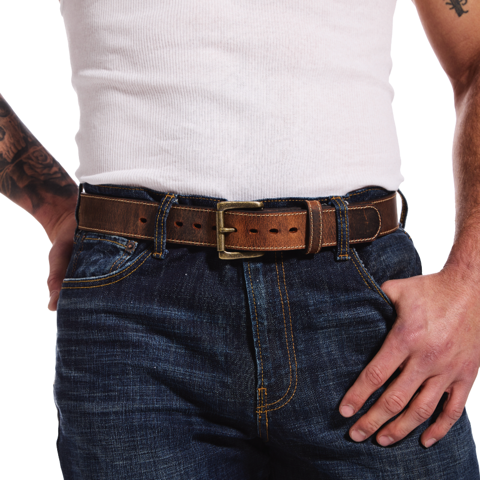 Men's Distressed Everyday Stitched Leather Belt