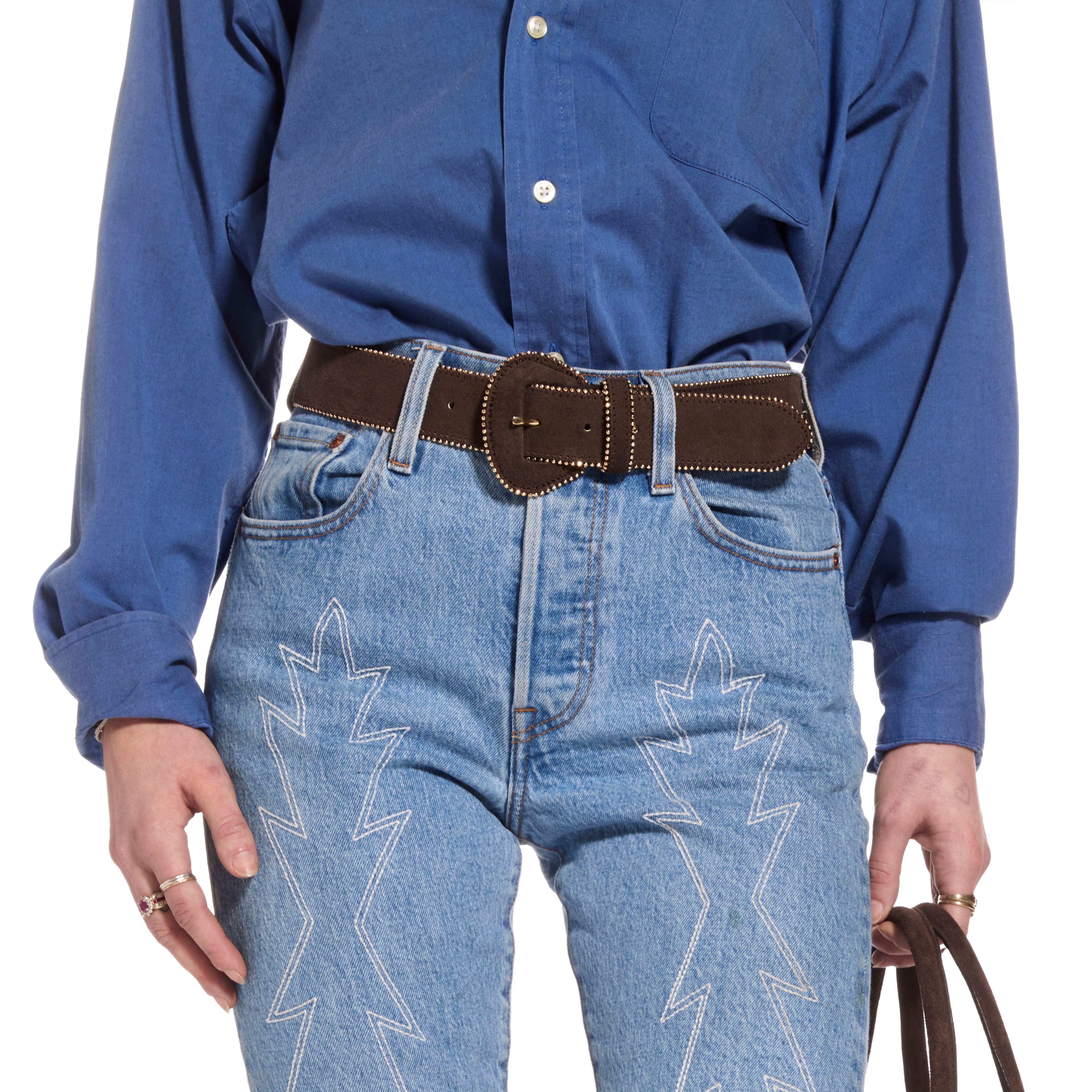 Women's Zip Up Cowgirl Italian Suede Belt