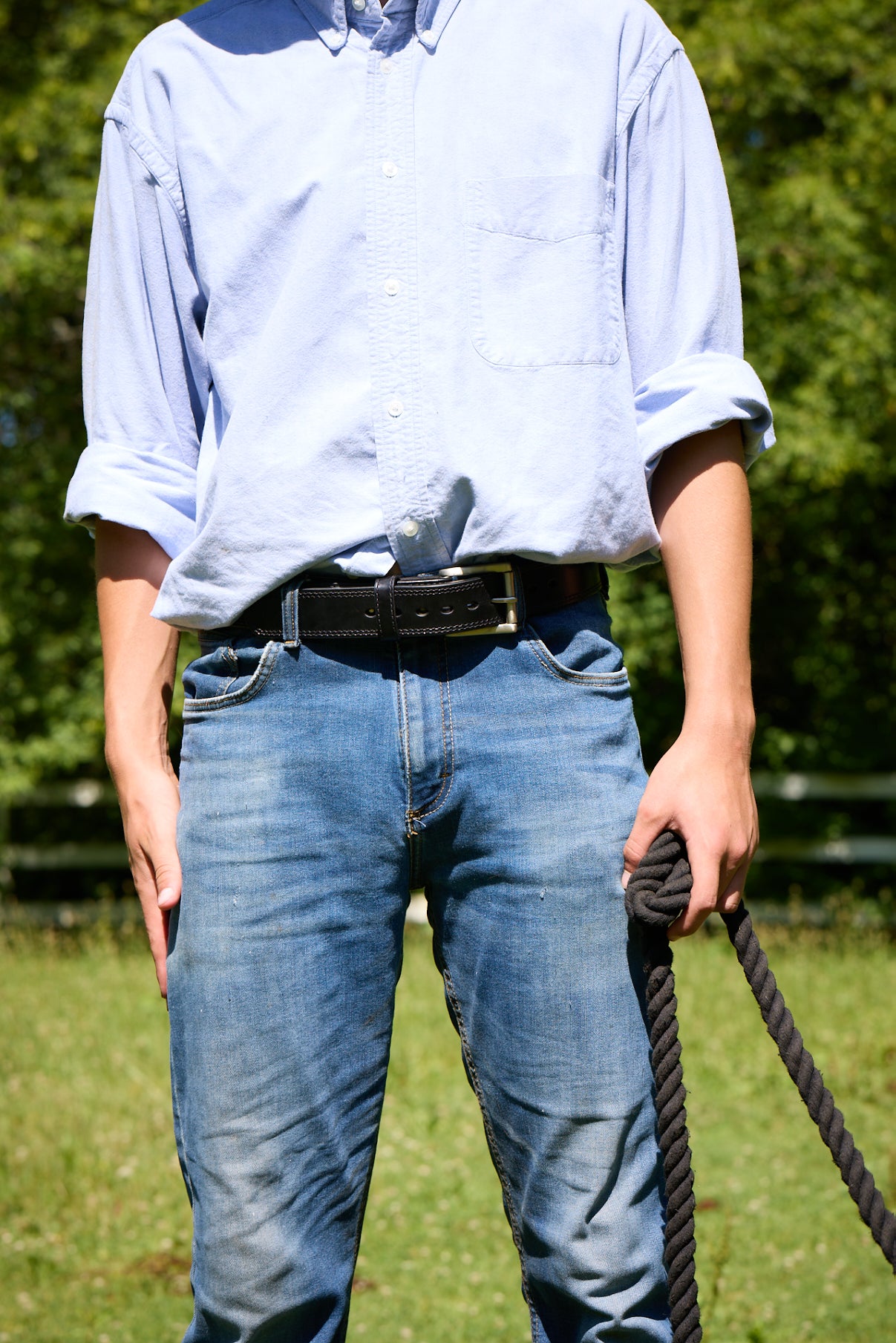 Men's Black Steel Core Double Stitched Belt