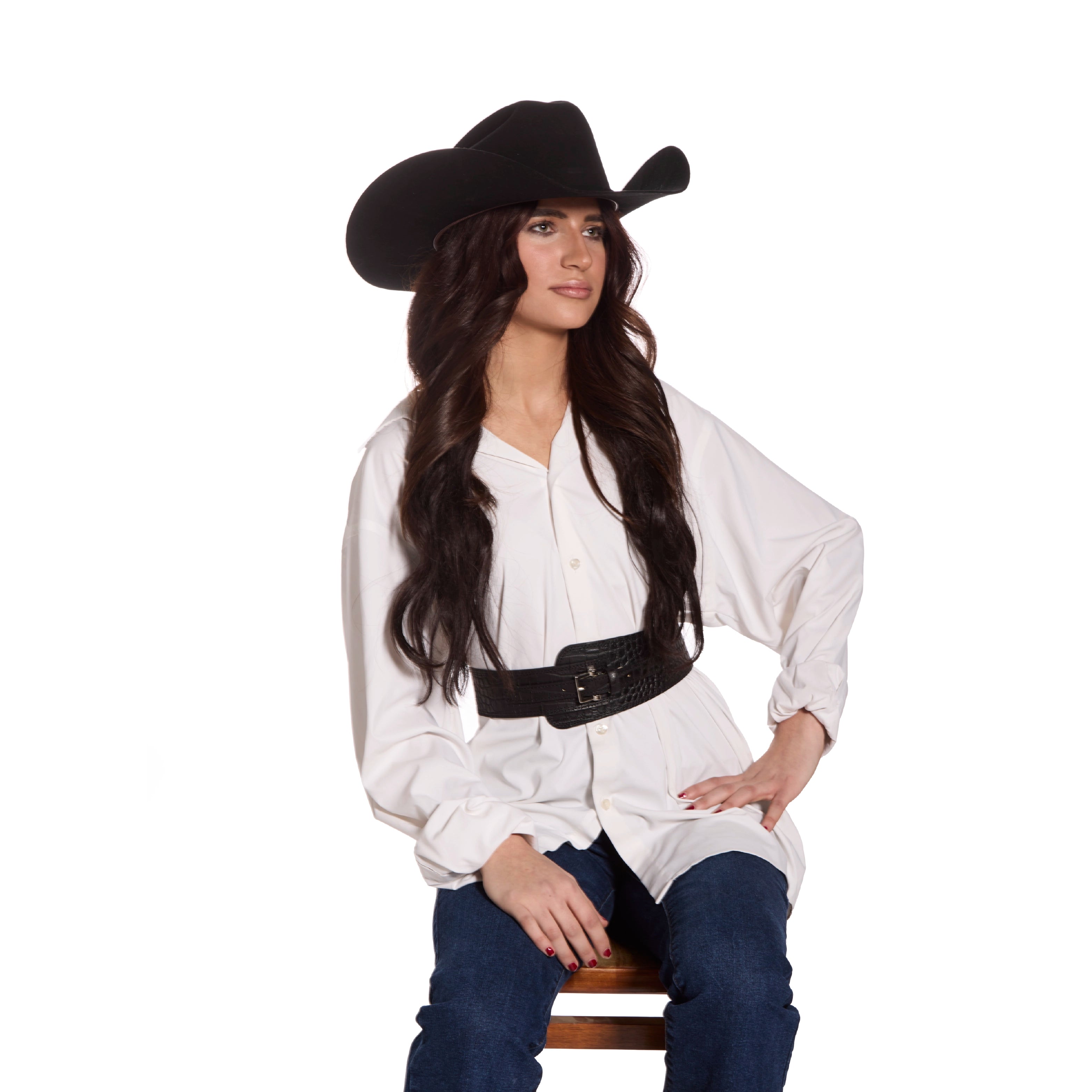 Women's Mary Kate Italian High Waist Crocodile Belt