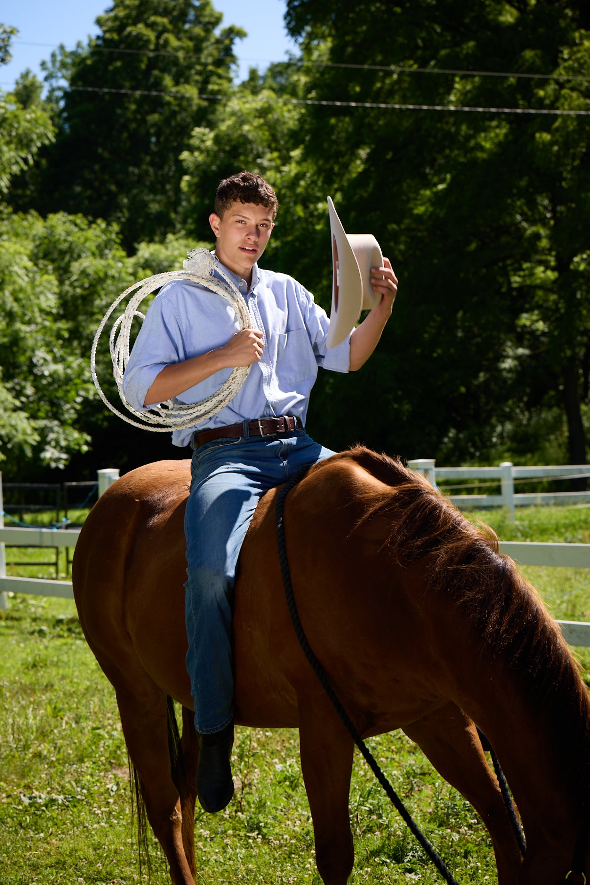 Men's Brown Extra Thick Stitched Leather Belt