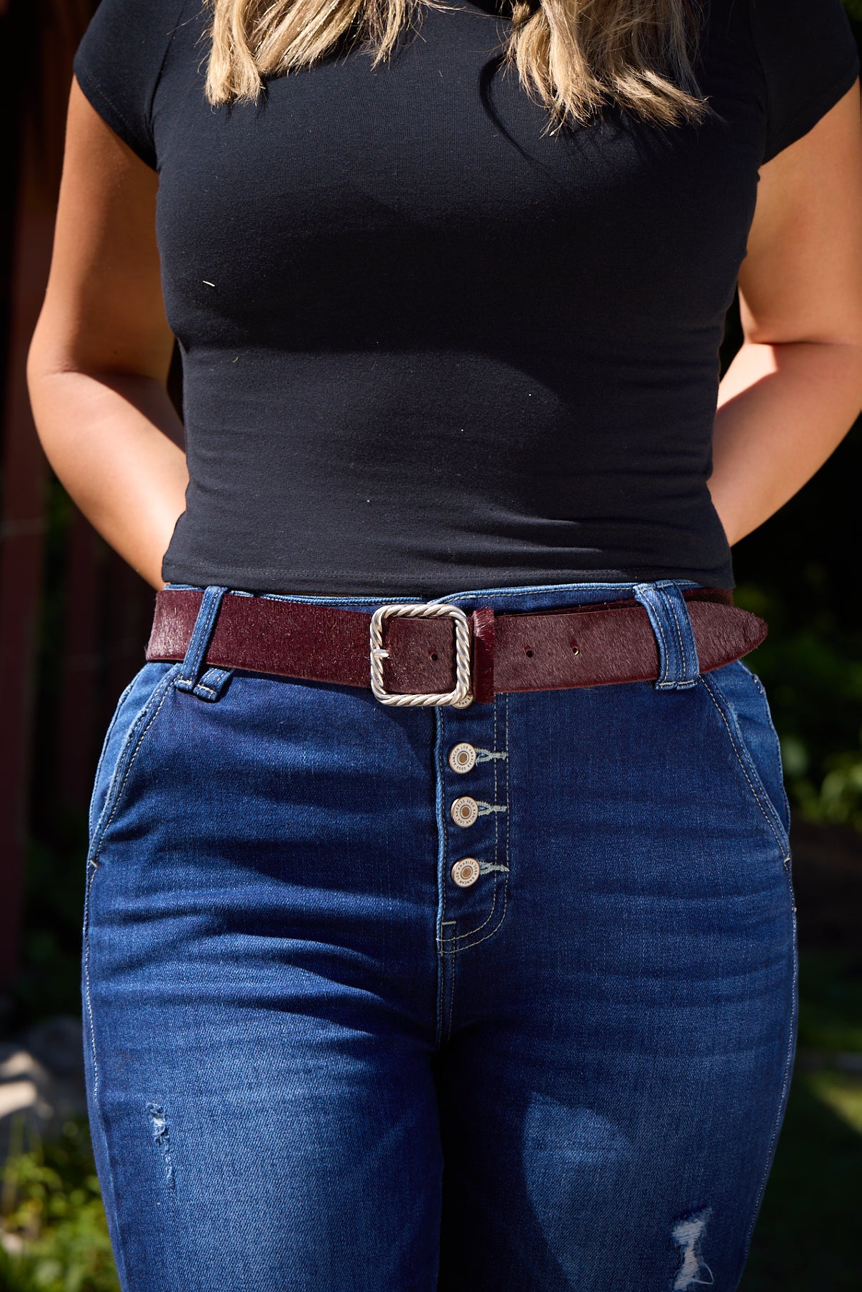 Women's Merlot Italian Pony Hair Belt