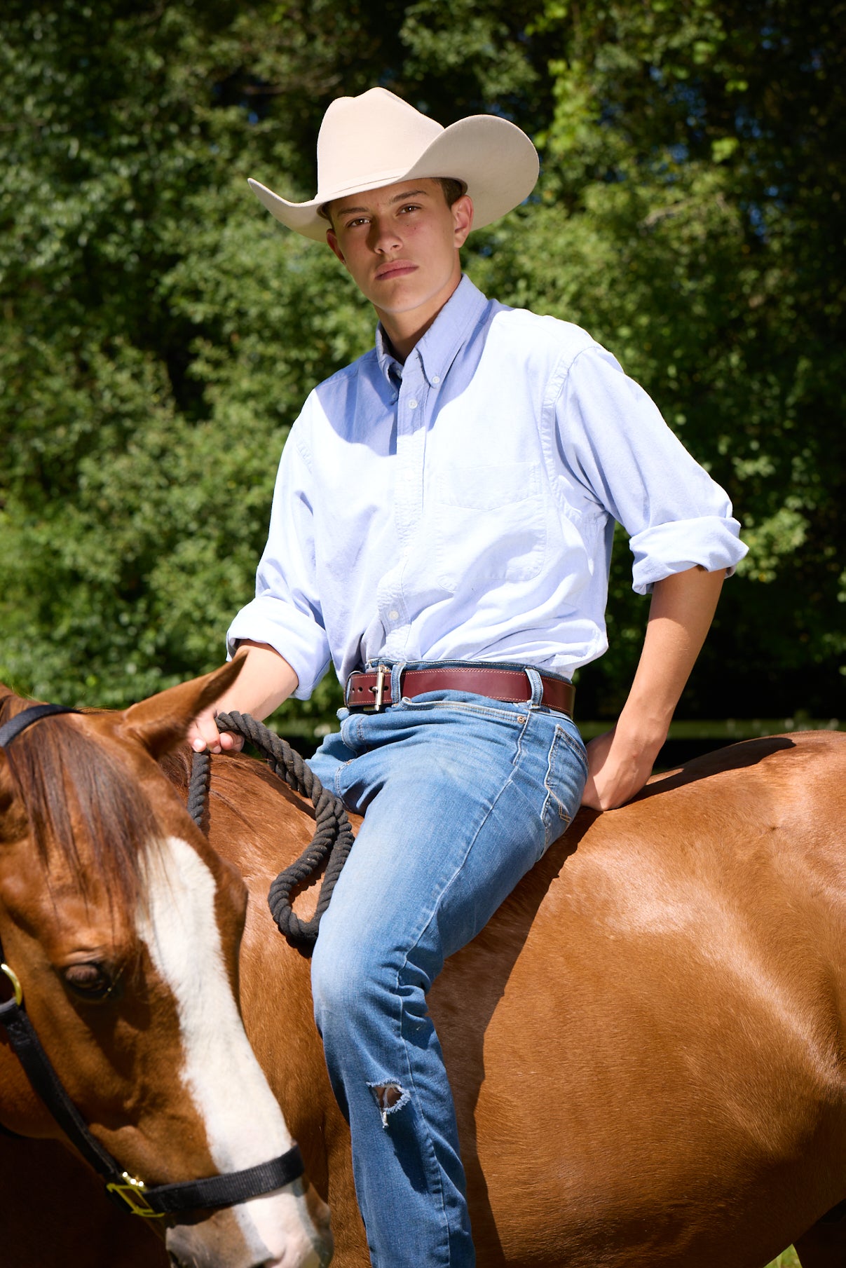 Men's Black Steel Core Stitched Leather Belt