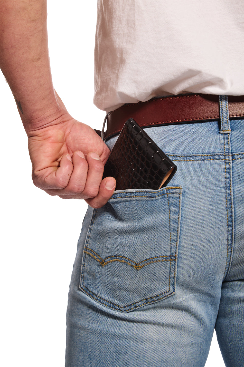 Men's Italian Croc Bifold Wallet