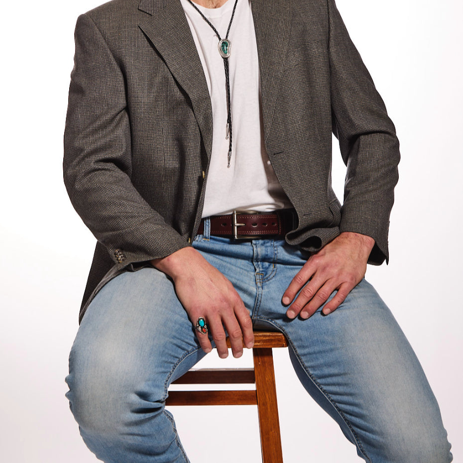 Men's Black Steel Core Double Stitched Belt