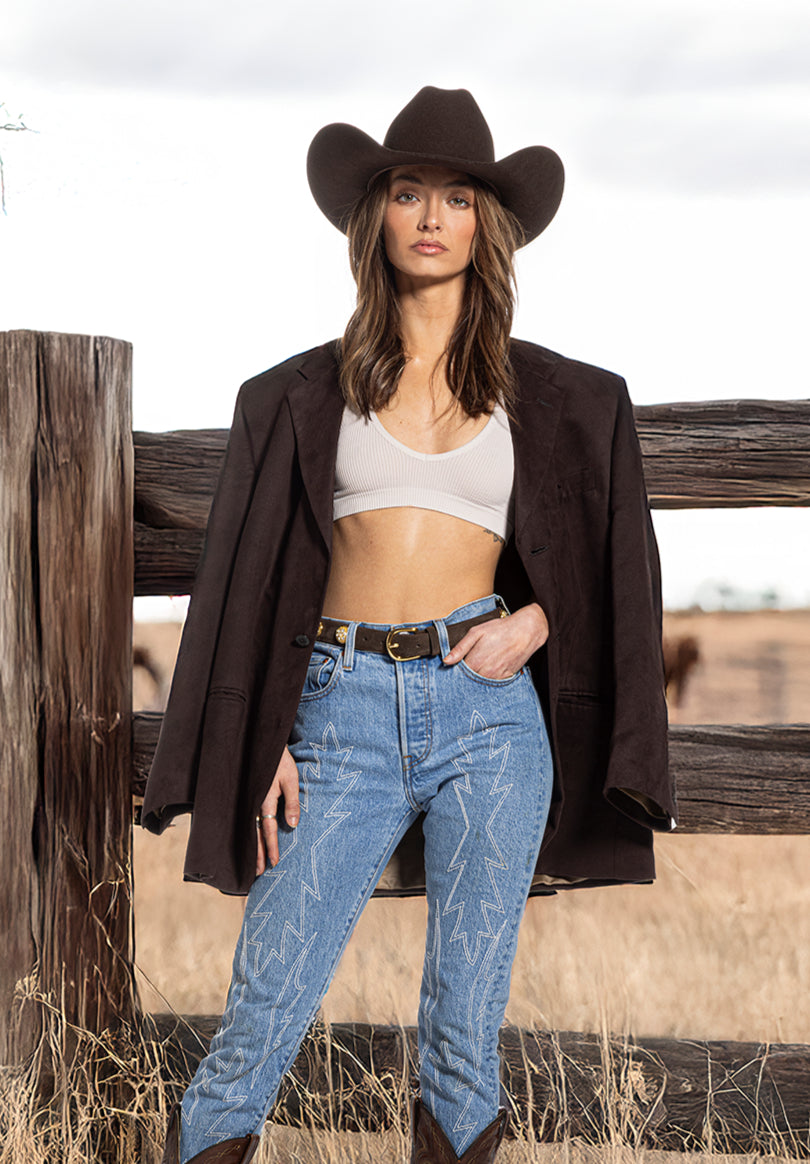 Women's Sparkle Jewel Italian Suede Belt