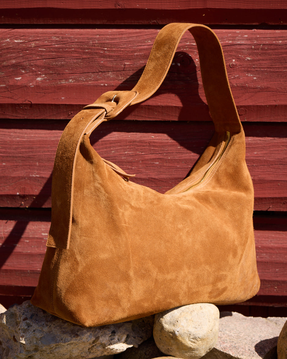 Mustang Buckle Italian Suede Bag