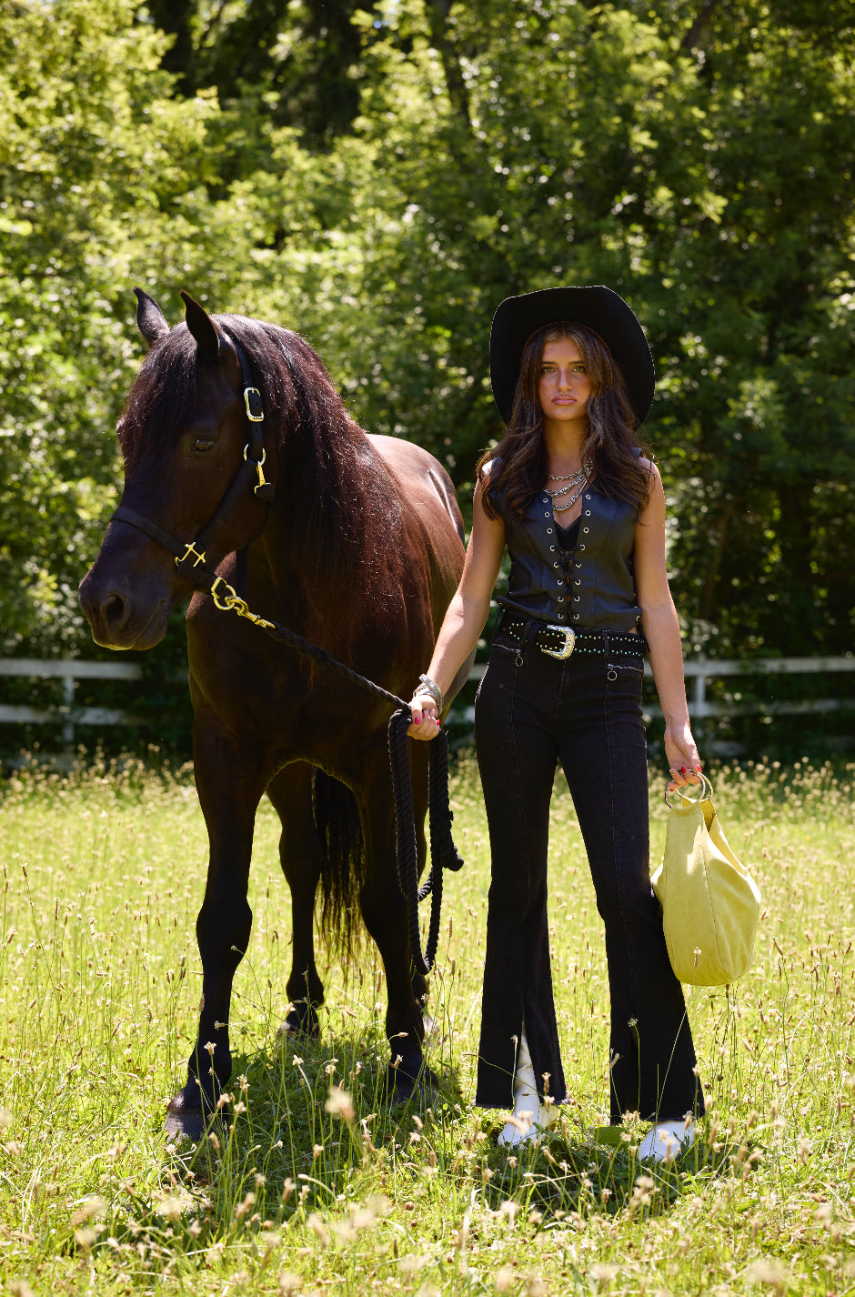 Women's Yeehaw Italian Pony Hair Western Belt