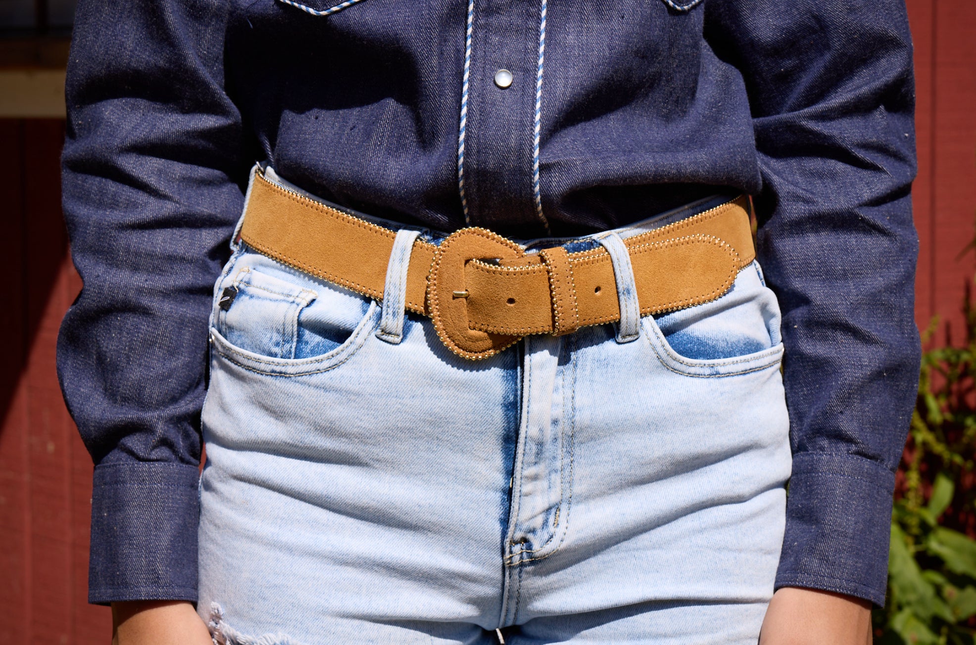 Women's Zip Up Cowgirl Italian Suede Belt