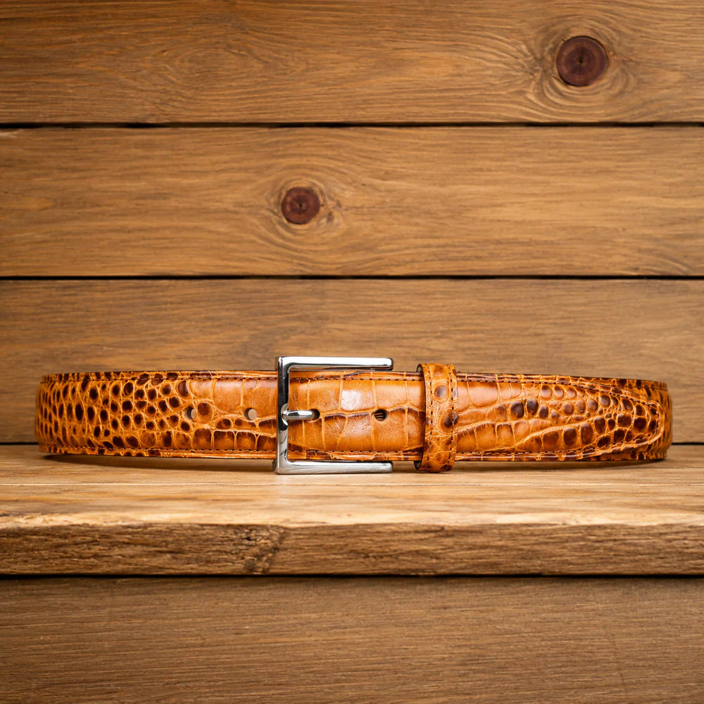 Crocodile Golf Belt with Silver Buckle