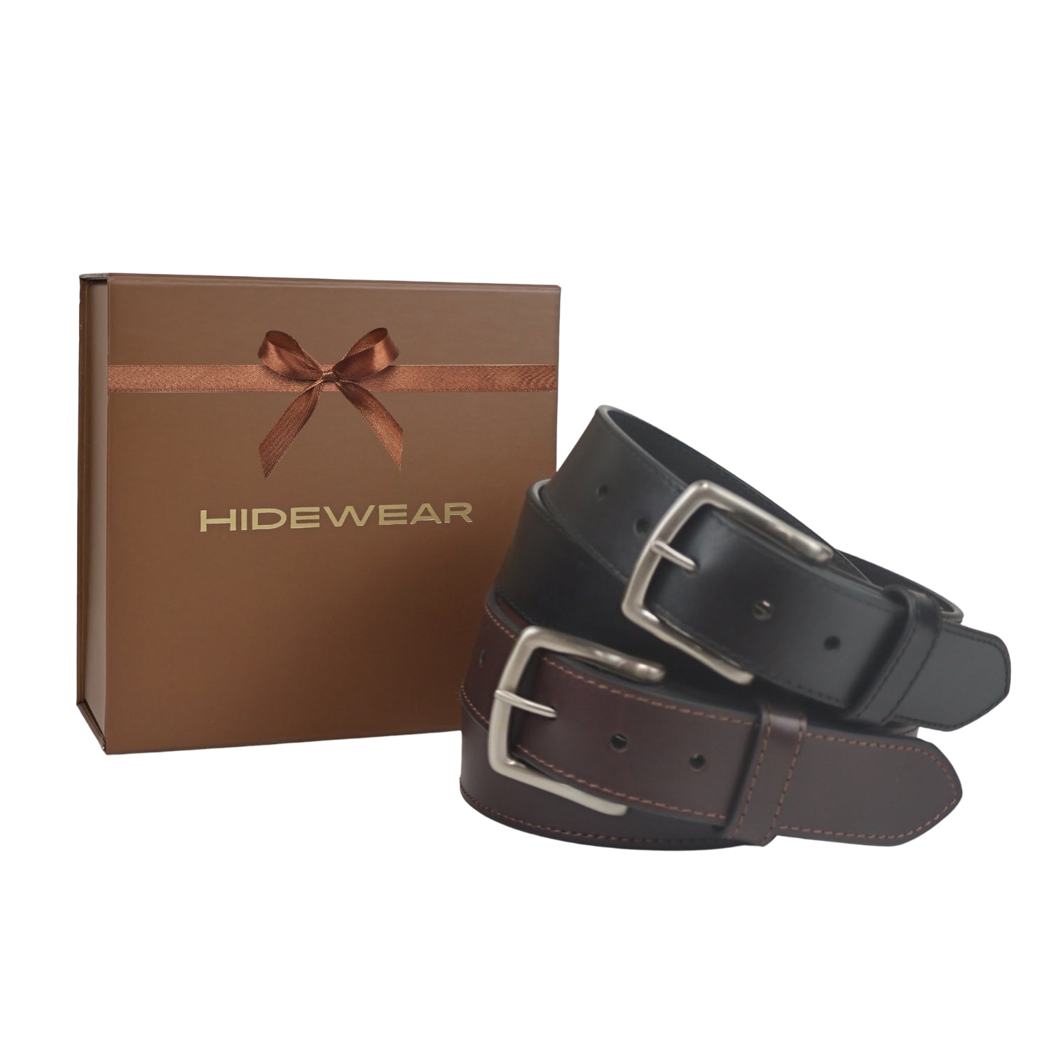 Men's Brown & Black Belt Gift Set