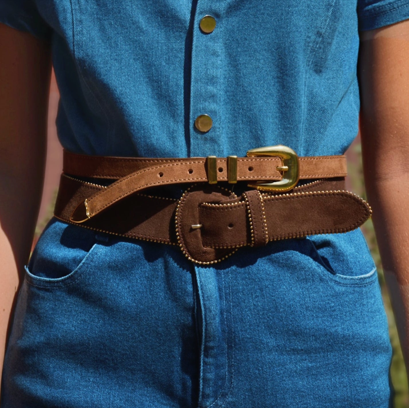 Women's Zip Up Cowgirl Italian Suede Belt