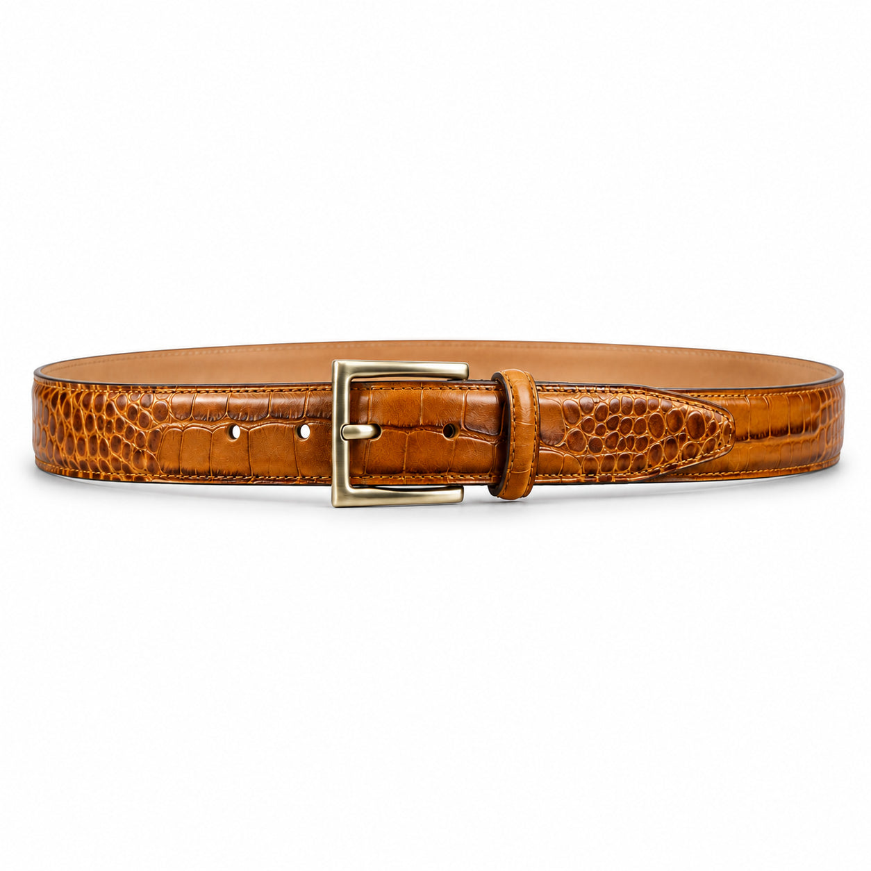 Crocodile Golf Belt with Gold Buckle