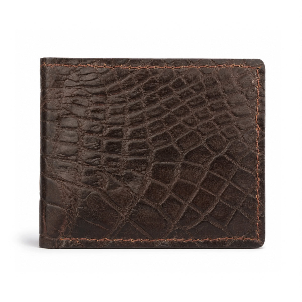 Matte Brown Genuine Exotic Alligator Bifold