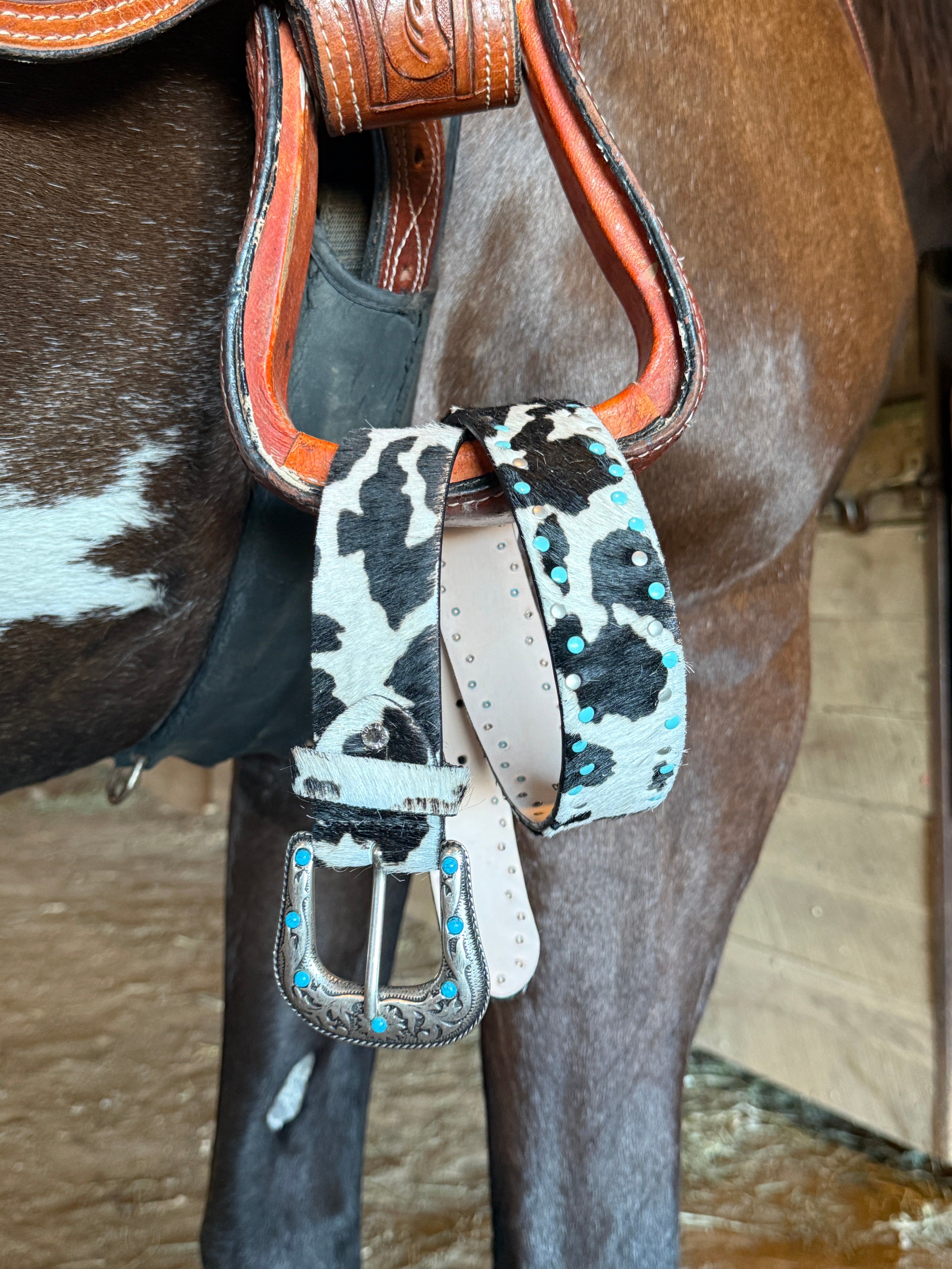 Women's Yeehaw Italian Pony Hair Western Belt