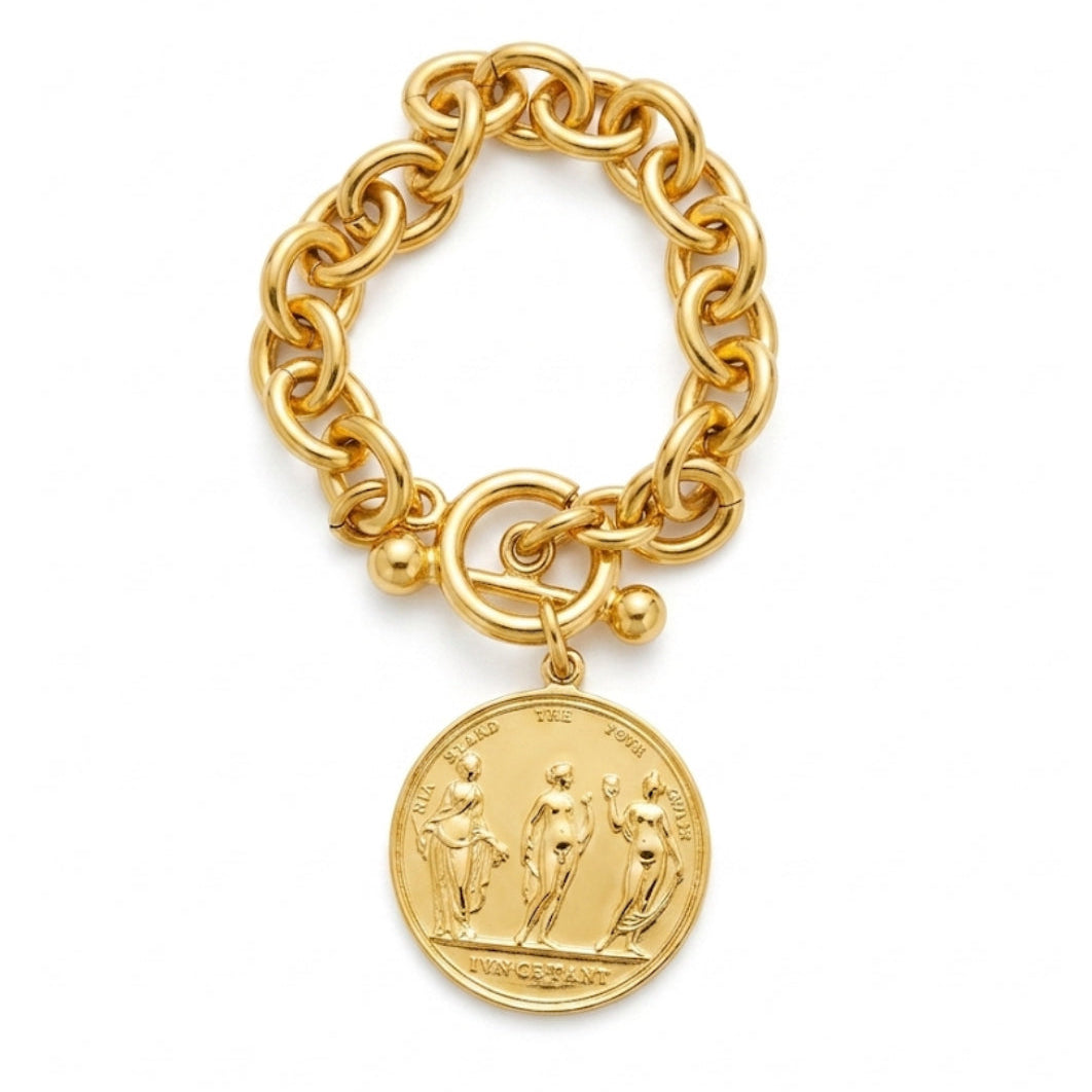 Vintage Coin Gold Metal Bracelet