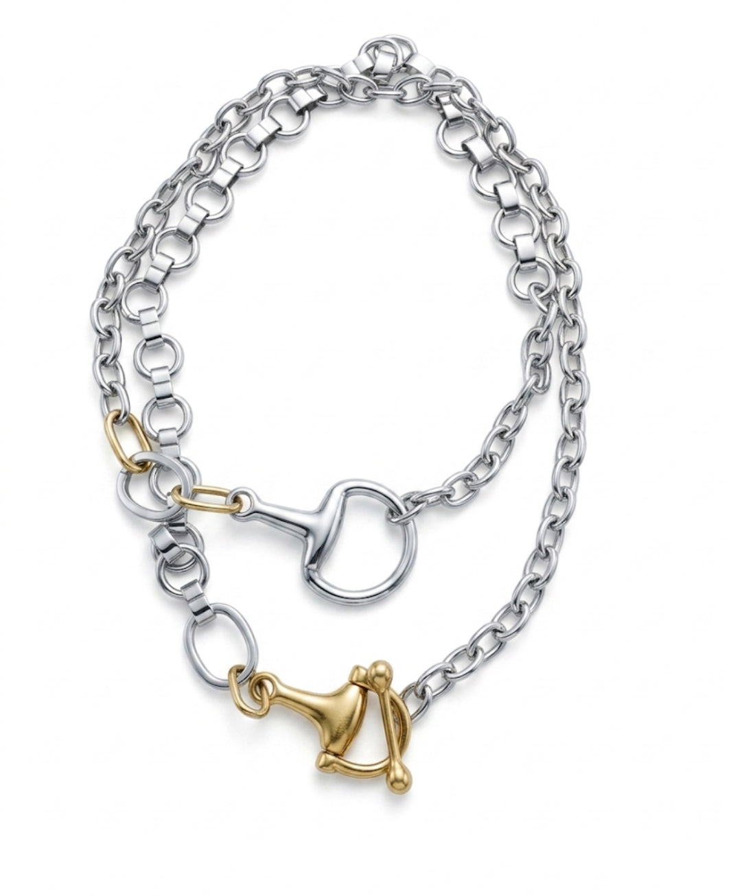 Two-Tone Horse Bit Long Necklace