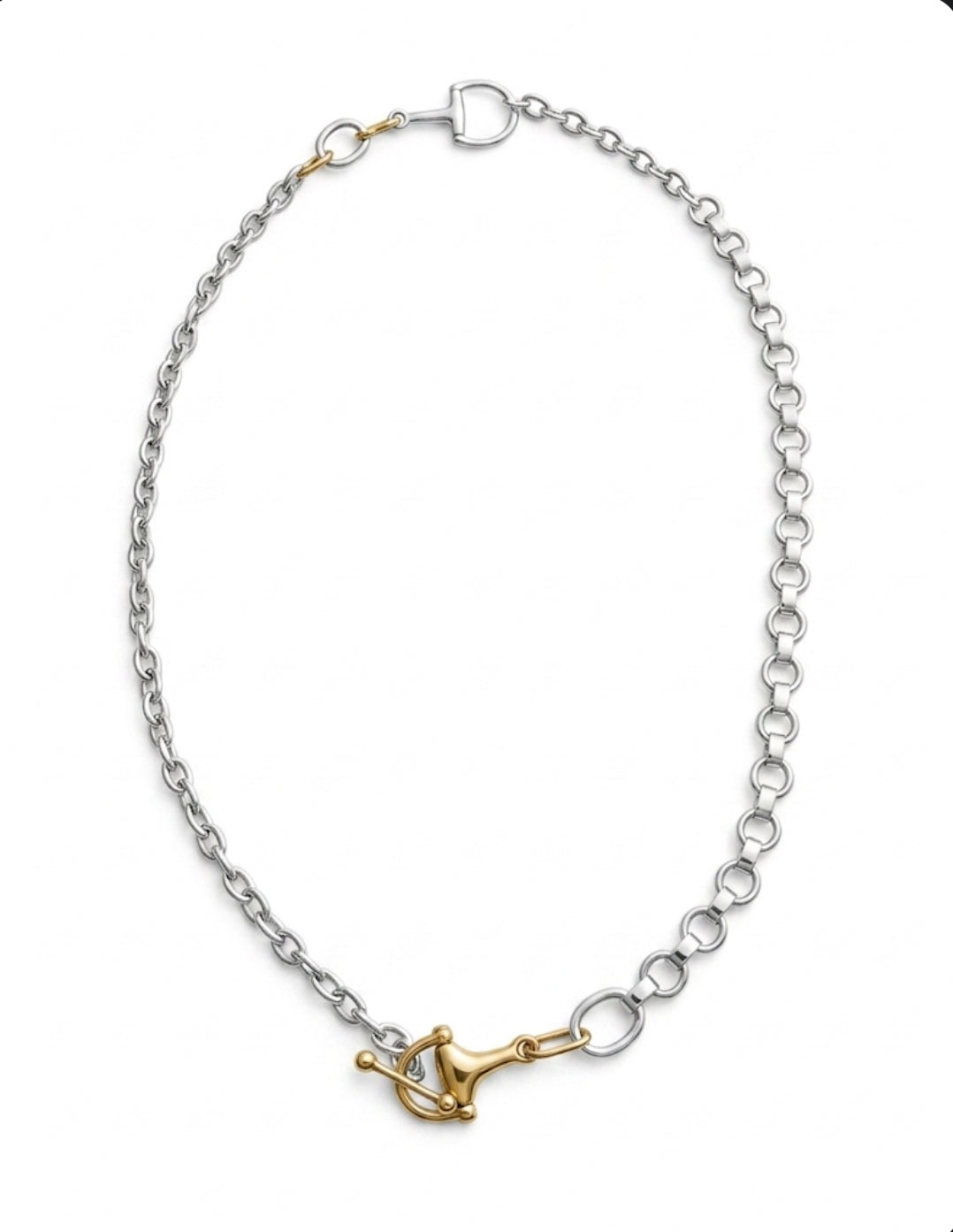 Two-Tone Horse Bit Long Necklace